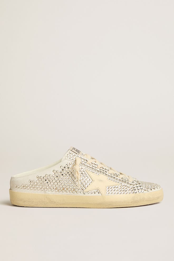 Women | Super-Star Sabots Ltd Swarovski Crystals with White Leather Star | White x Silver x Milk - Image 5
