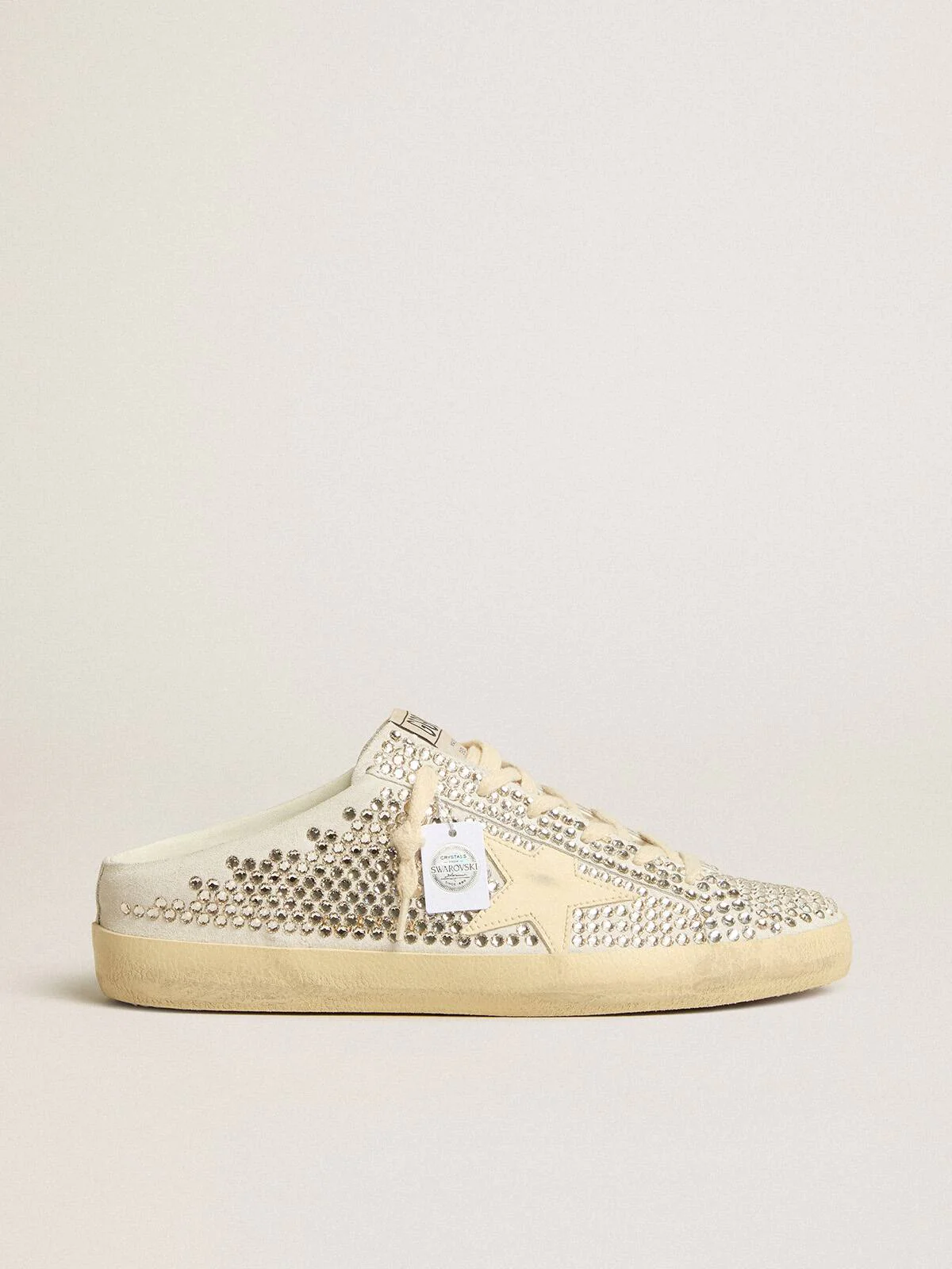 Women | Super-Star Sabots Ltd Swarovski Crystals with White Leather Star | White x Silver x Milk - Image 9