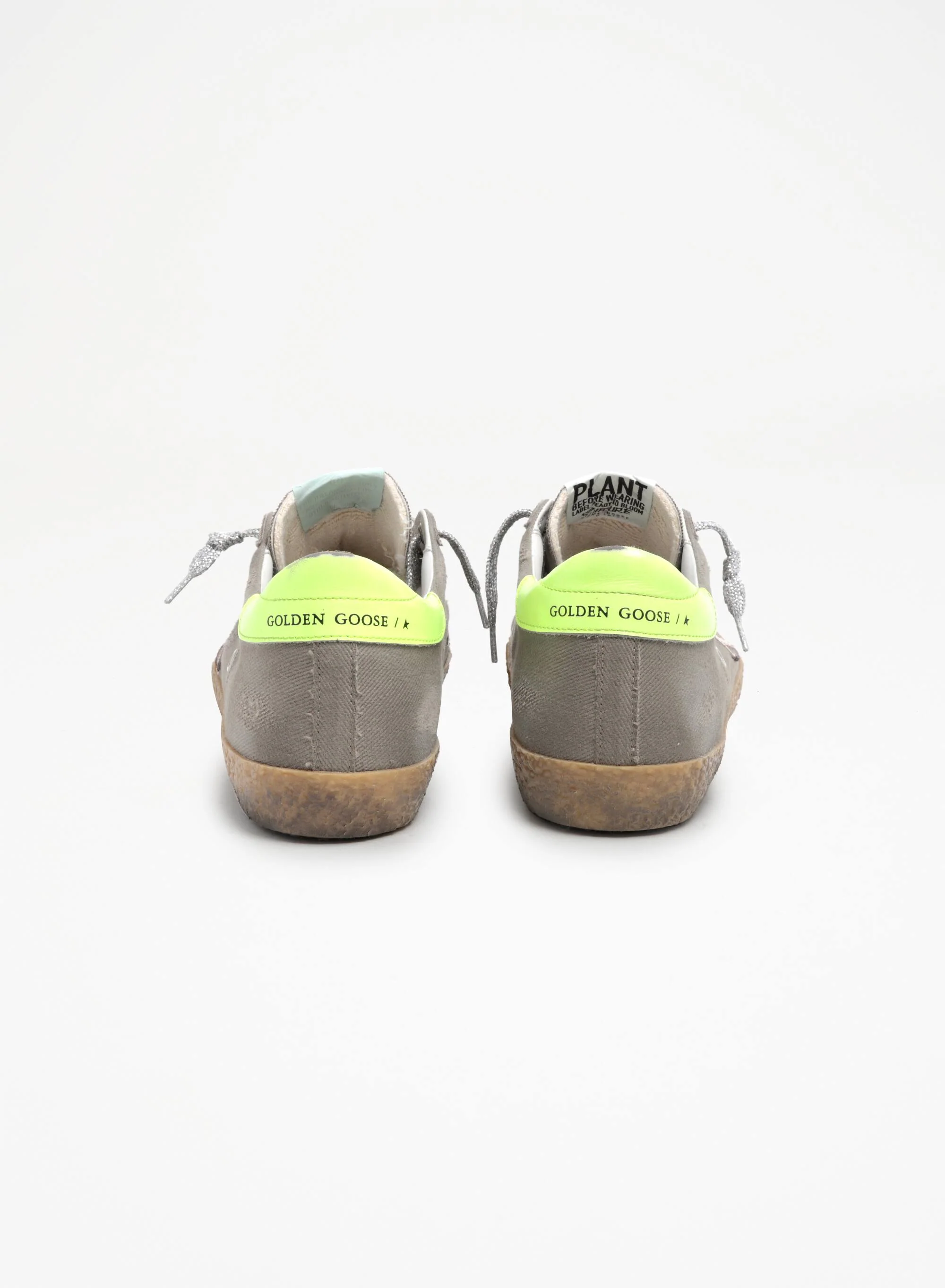 Women | Super-Star Sneakers Dark Grey Nylon with Pink Leather Star & Fluorescent Yellow Leather Heel Tab | Olive Green x Dawn Rose x Fluo Yellow - Image 3