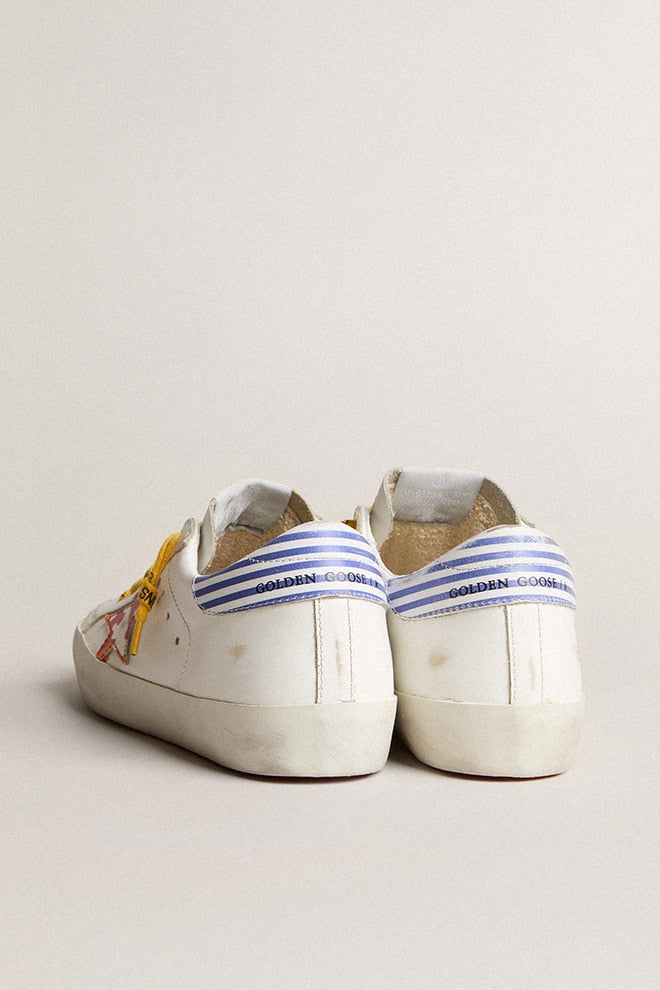 Women | Super-Star Sneakers Dfs- White Leather Star Stripes Heel - Image 4