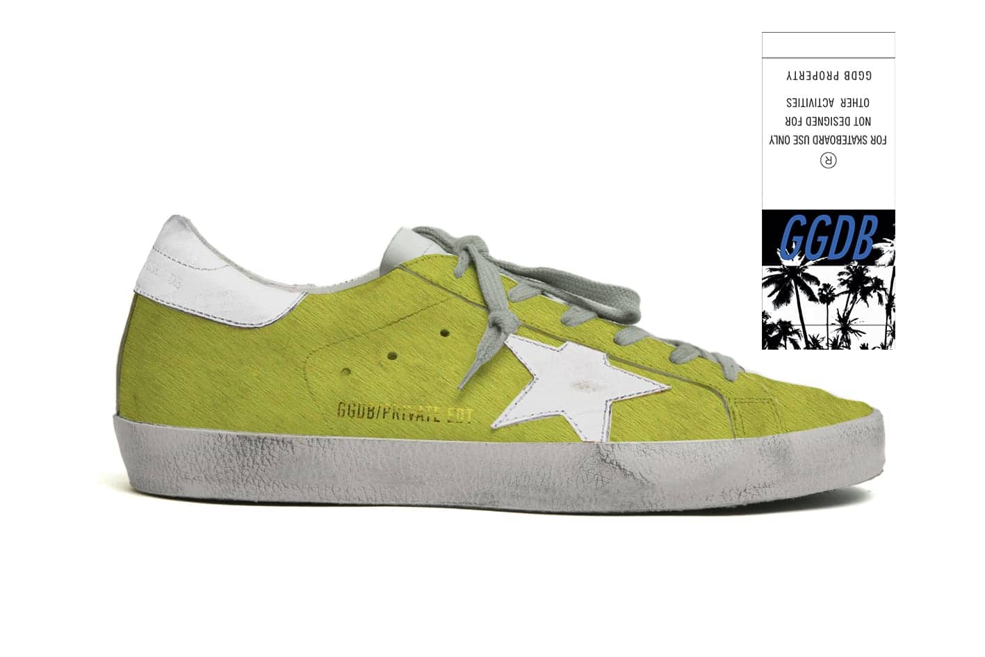 Women | Super-Star Sneakers Fluorescent Yellow Pony Skin with White Leather Star & Heel Tab - Image 3