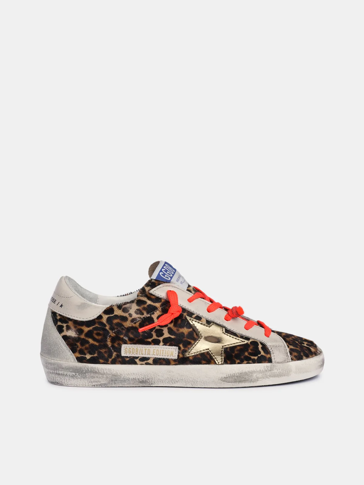 Women | Super-Star Sneakers Leopard-Print Pony Skin with Gold Star | Beige Brown Leo x Gold x Ice
