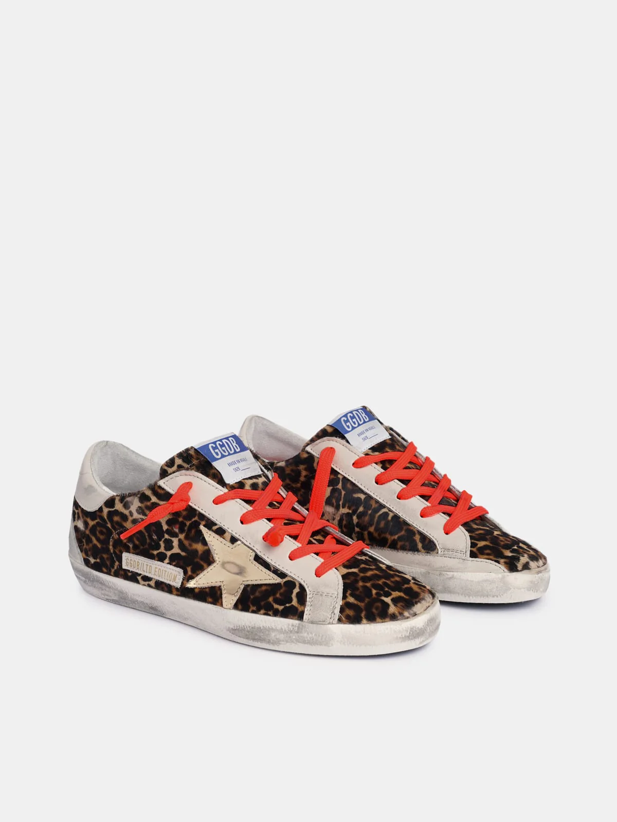 Women | Super-Star Sneakers Leopard-Print Pony Skin with Gold Star | Beige Brown Leo x Gold x Ice - Image 2