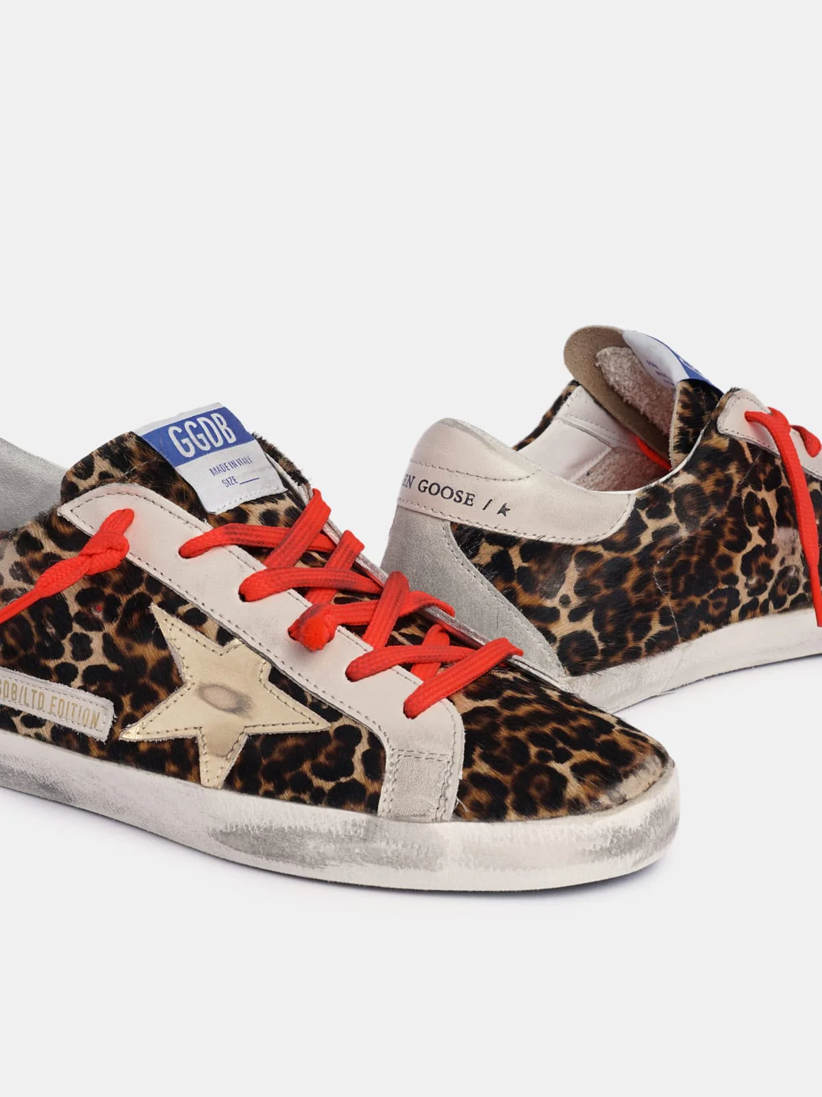 Women | Super-Star Sneakers Leopard-Print Pony Skin with Gold Star | Beige Brown Leo x Gold x Ice - Image 5