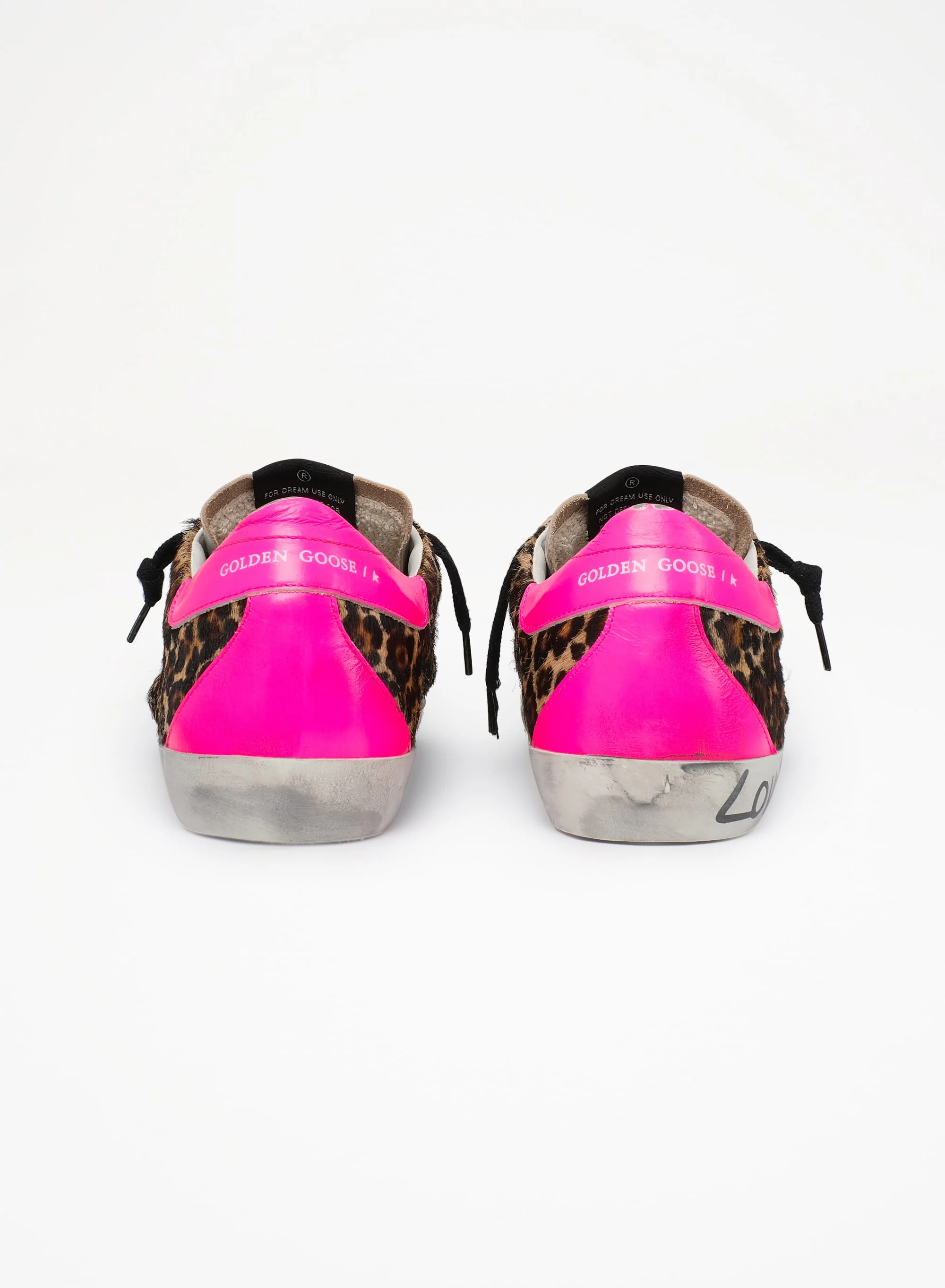 Women | Super-Star Sneakers Leopard-Print Pony Skin with Silver Glitter Star | Beige Brown Leo x Silver x Fuchsia Fluo - Image 3