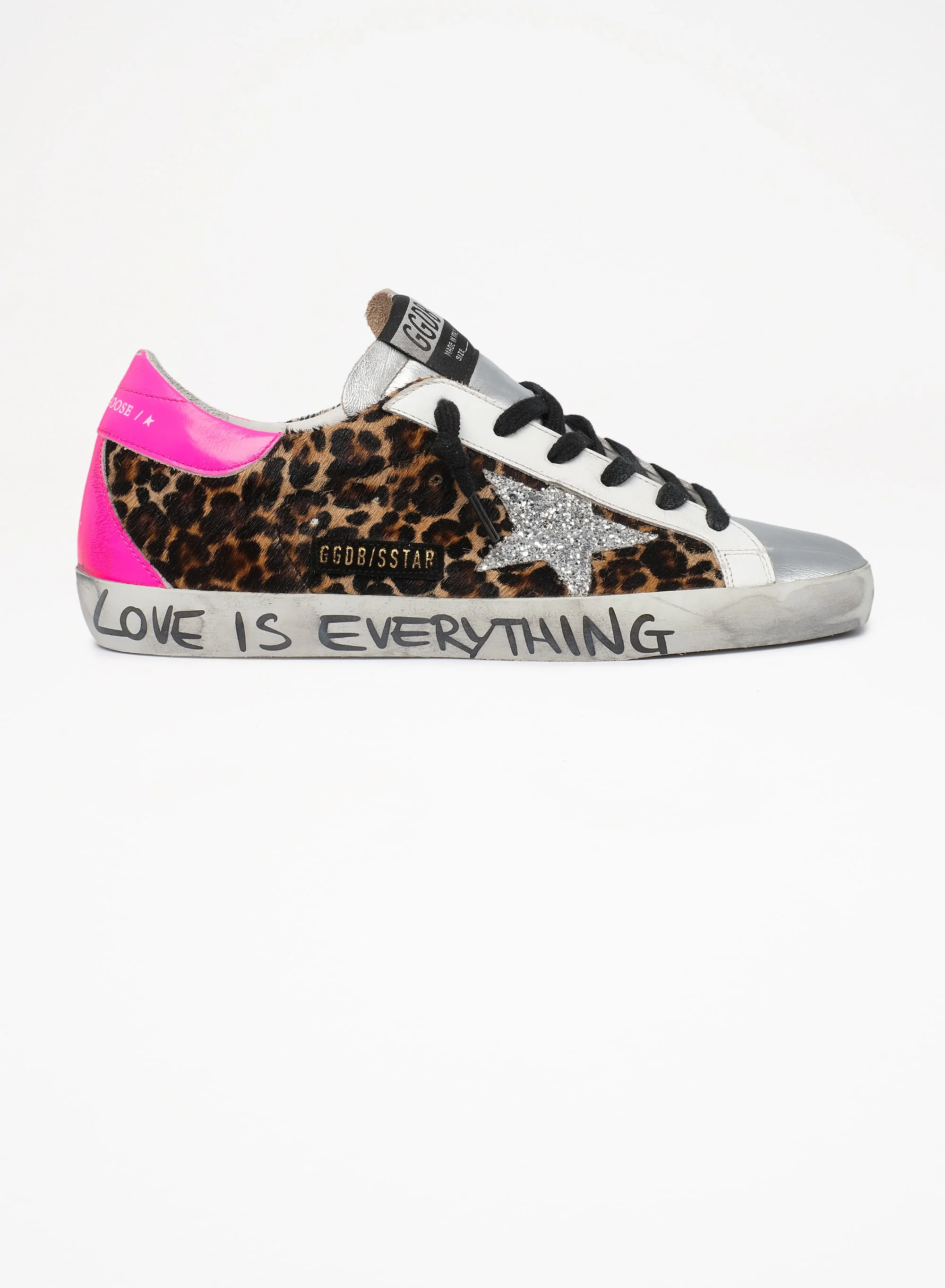 Women | Super-Star Sneakers Leopard-Print Pony Skin with Silver Glitter Star | Beige Brown Leo x Silver x Fuchsia Fluo - Image 4