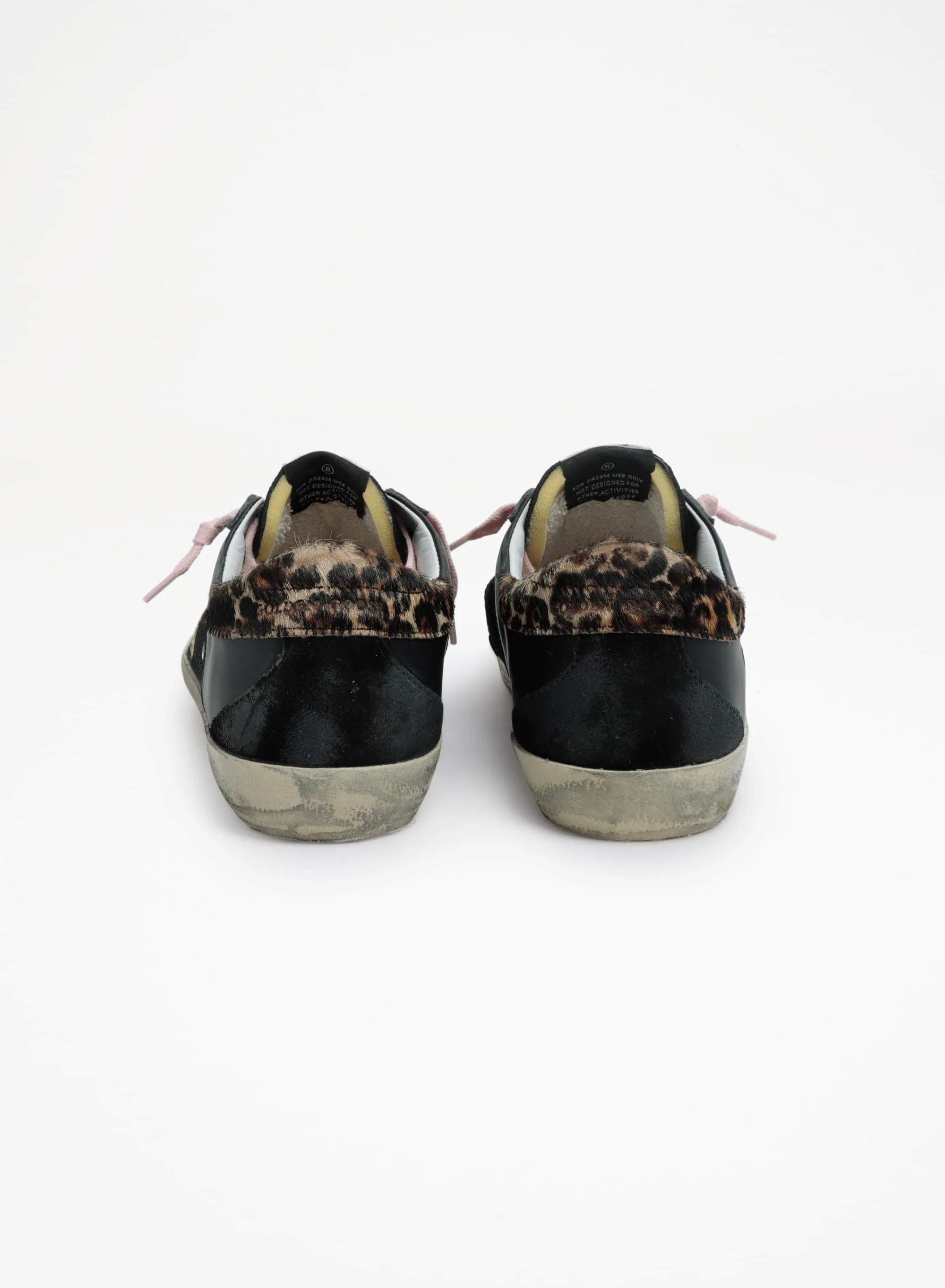 Women | Super-Star Sneakers Perforated Leather with Golden 3D Star | Black x Gold x Beige Brown Leo - Image 3