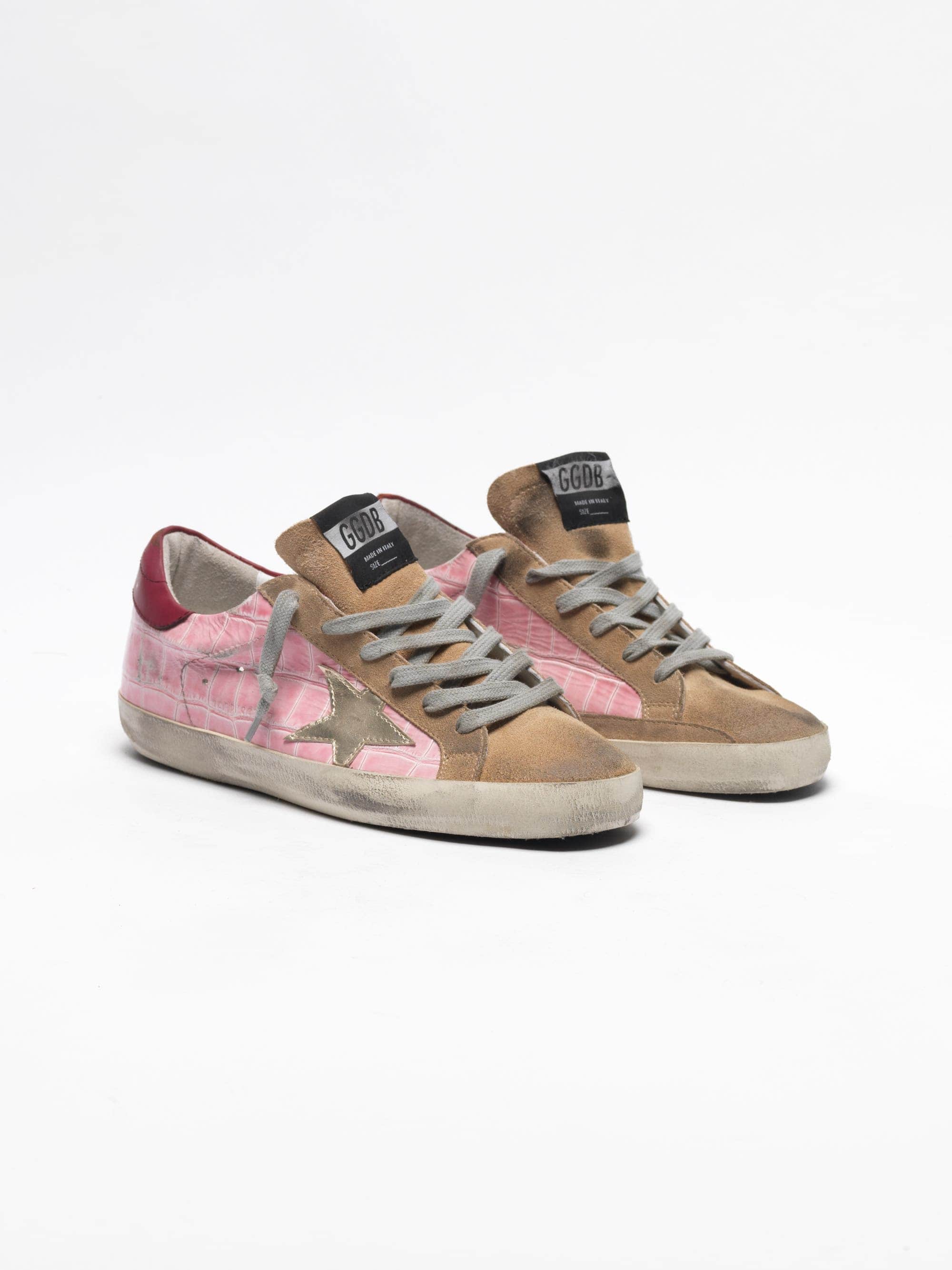 Women | Super-Star Sneakers Pink Crocodile-Print Leather with Platinum Star - Image 5