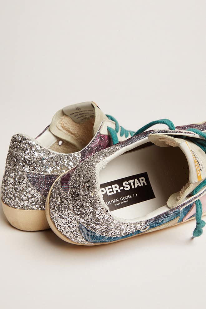 Women | Super-Star Sneakers Pink Leopard Print with Pink Leather Star & Silver Glitter Heel Tab | Purple Black Leo x Ice x Orchid Pink x Silver - Image 8