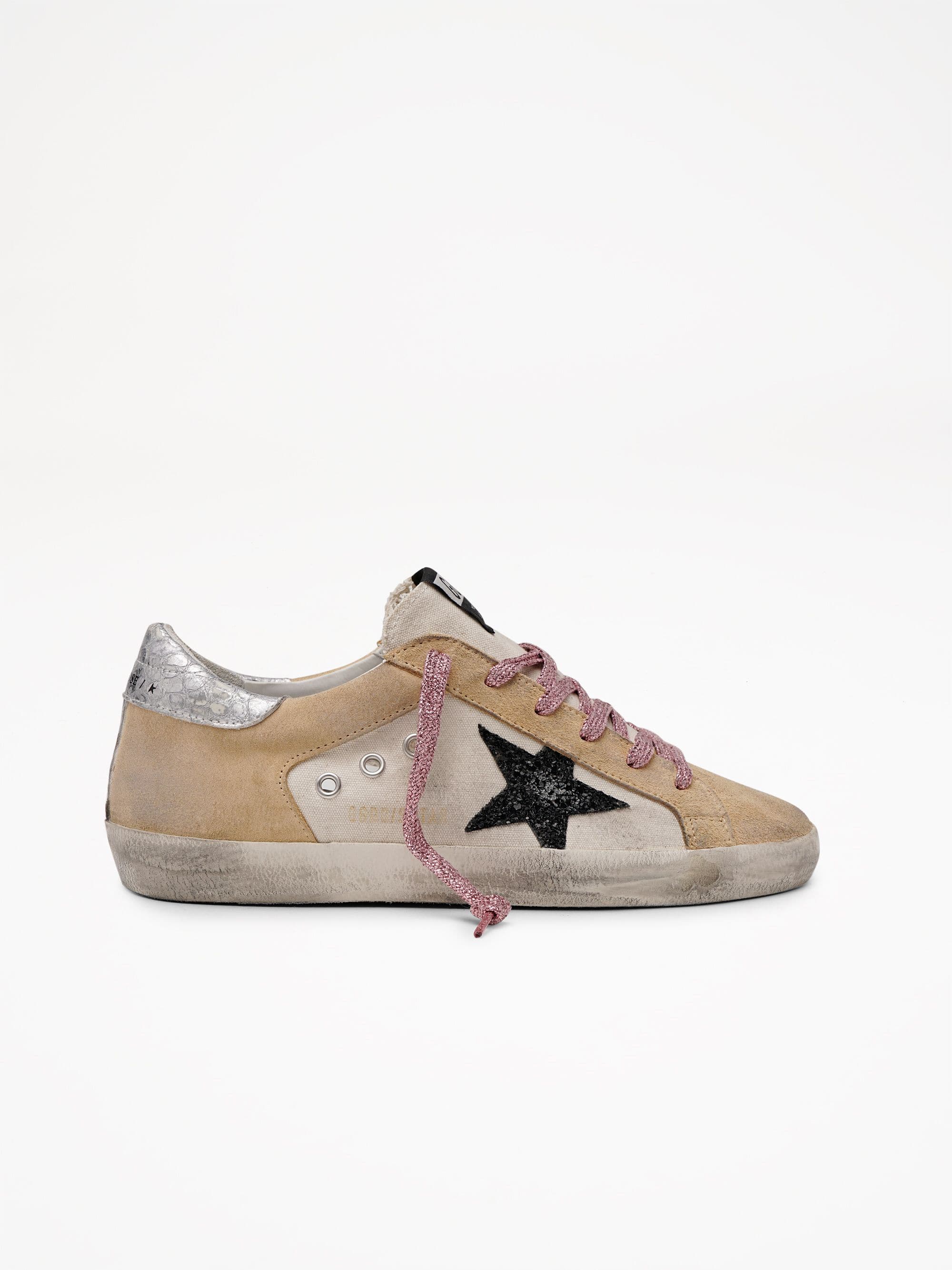 Women | Super-Star Sneakers Sand-Coloured Suede with Silver Heel Tab - Image 2