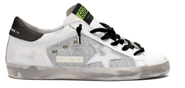 Women | Super-Star Sneakers White Net & Leather with White Star & Black Heel Tab | White x Light Silver x Black - Image 2