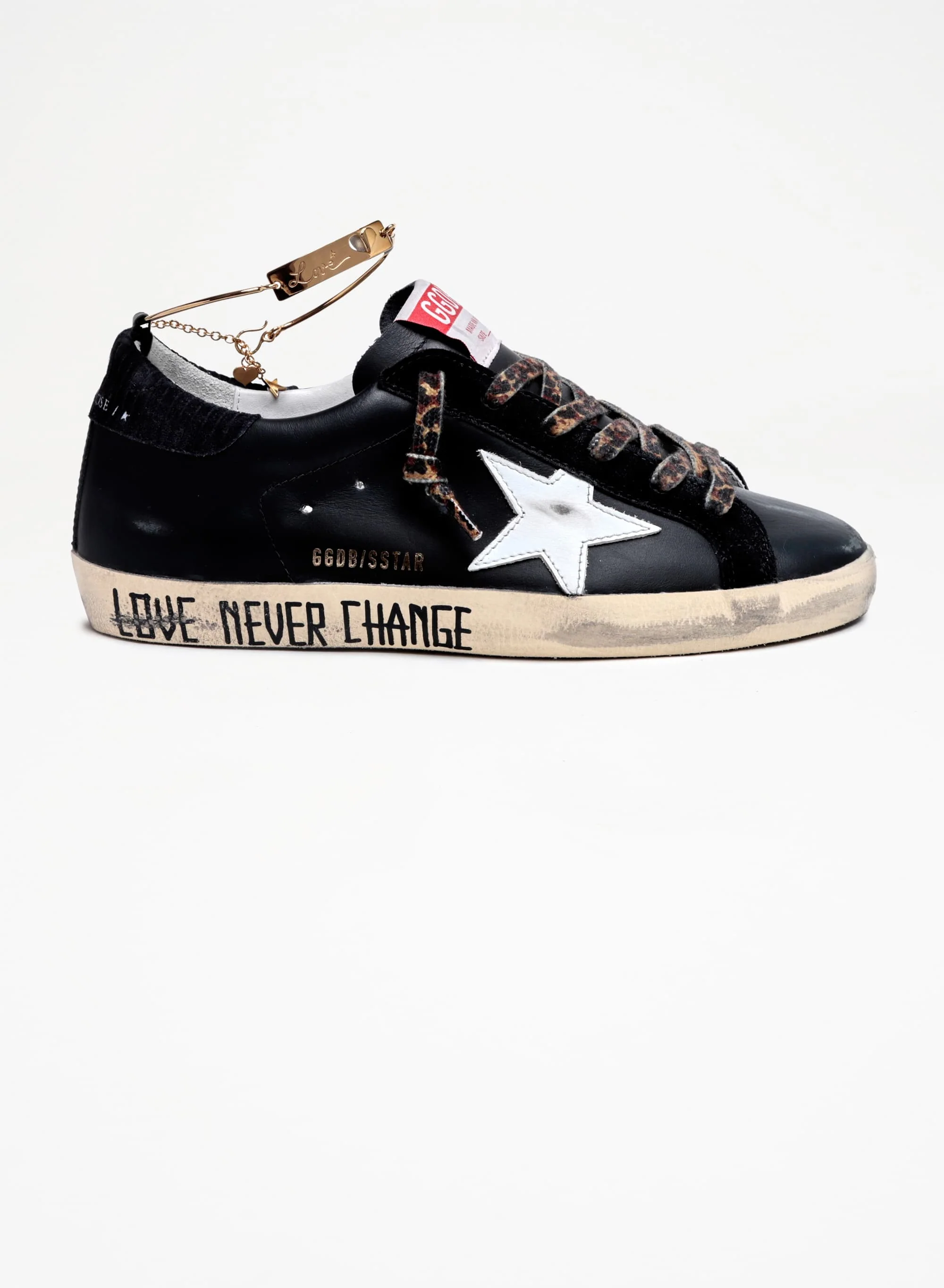 Women | Super-Star Sneakers with Black Upper & Gold Ankle Guard | Black x White - Image 8