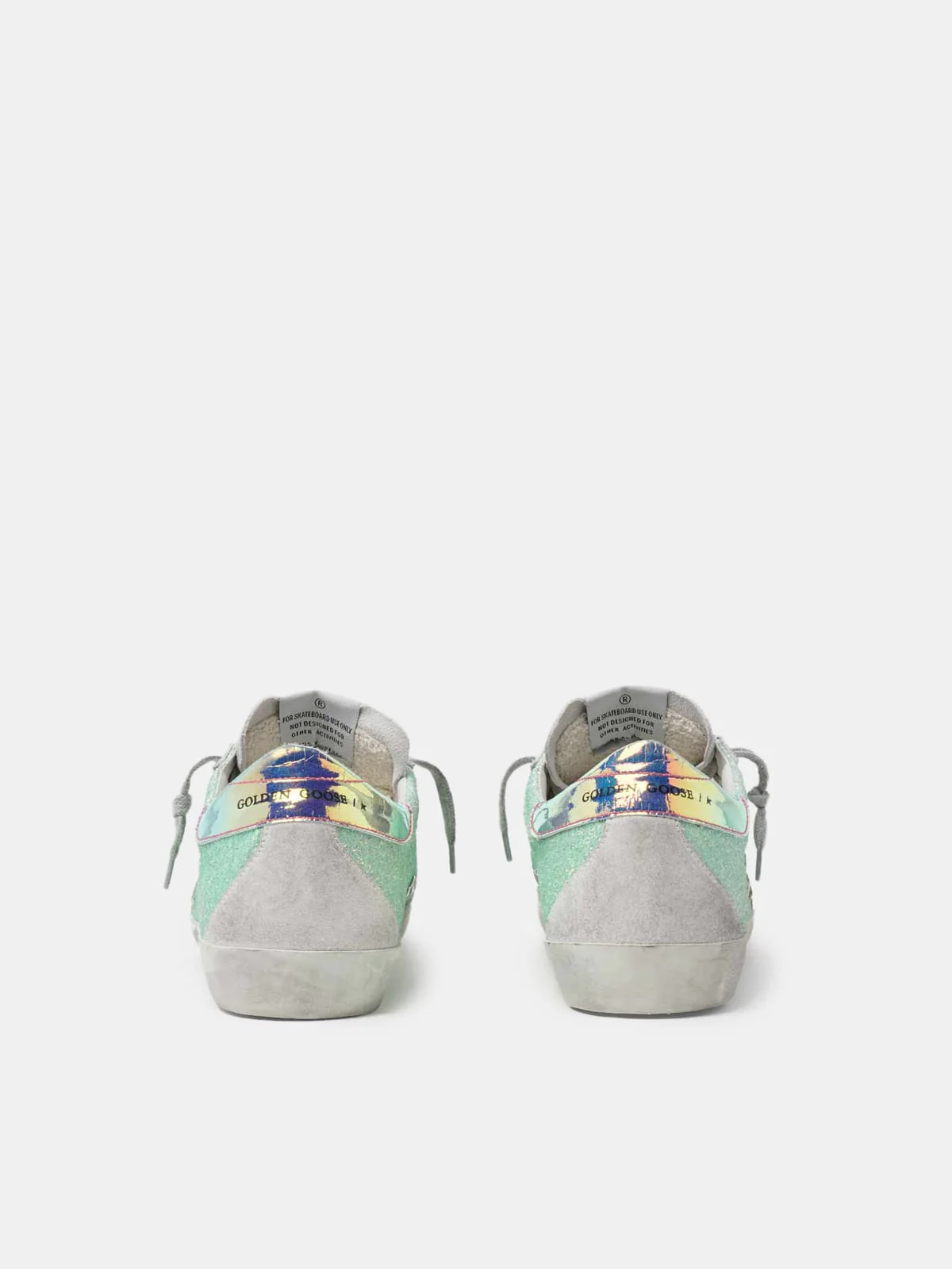 Women | Super-Star Sneakers with Green Glitter & Chrome Heel Tab - Image 5