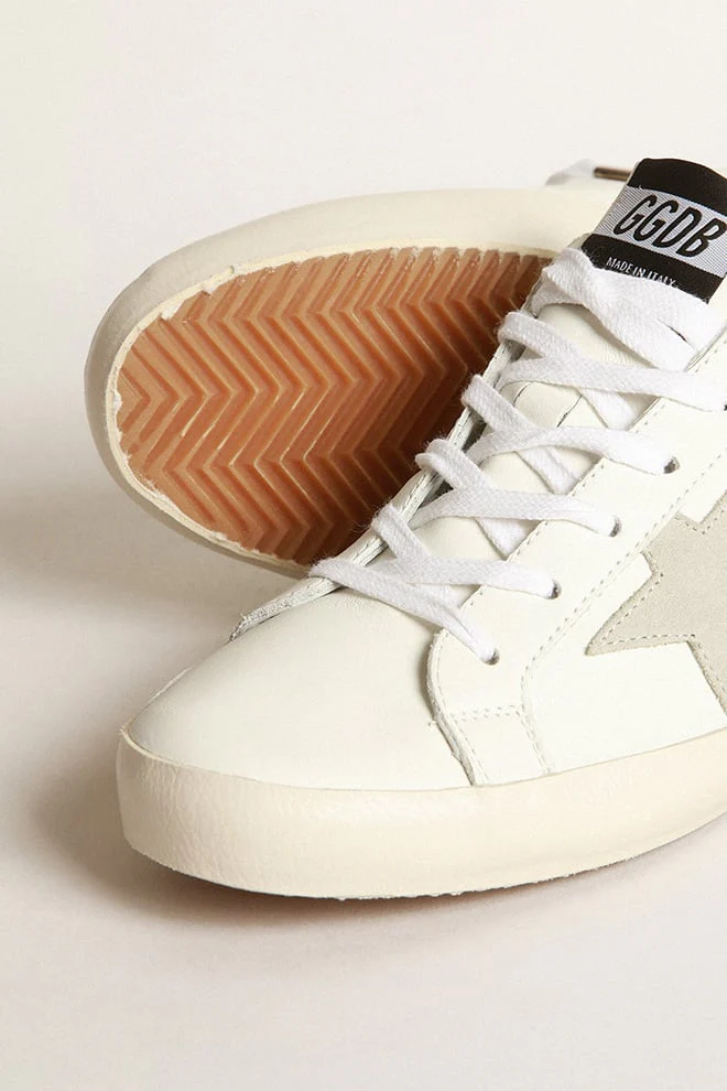 Women | Super-Star Sneakers with Ice-Gray Suede Star & Burgundy Suede Heel Tab | White x Ice x Red - Image 2