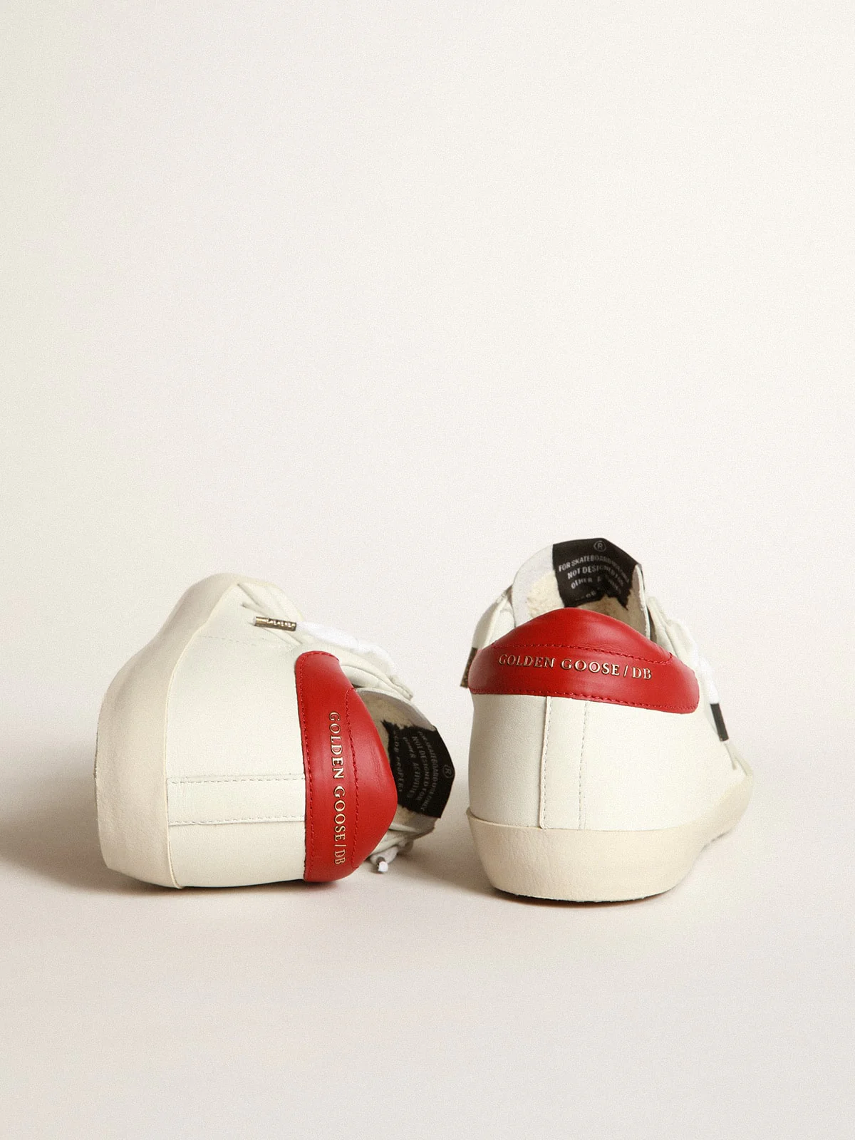 Women | Super-Star Sneakers with Ice-Gray Suede Star & Burgundy Suede Heel Tab | White x Ice x Red - Image 3