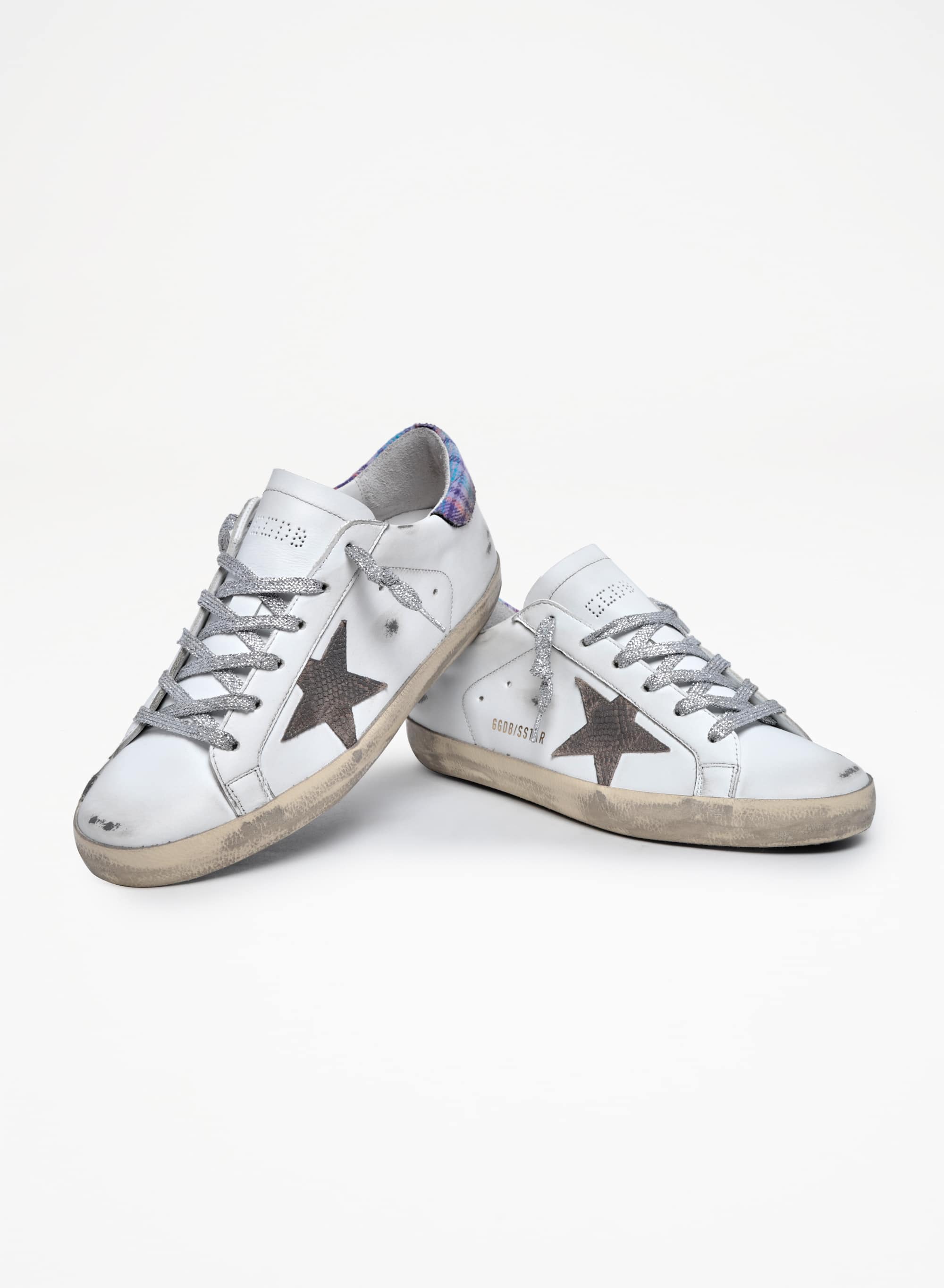 Women | Super-Star Sneakers with Jacquard Heel Tab & Snake-Print Suede Star | White x Beige x Multicolor - Image 7