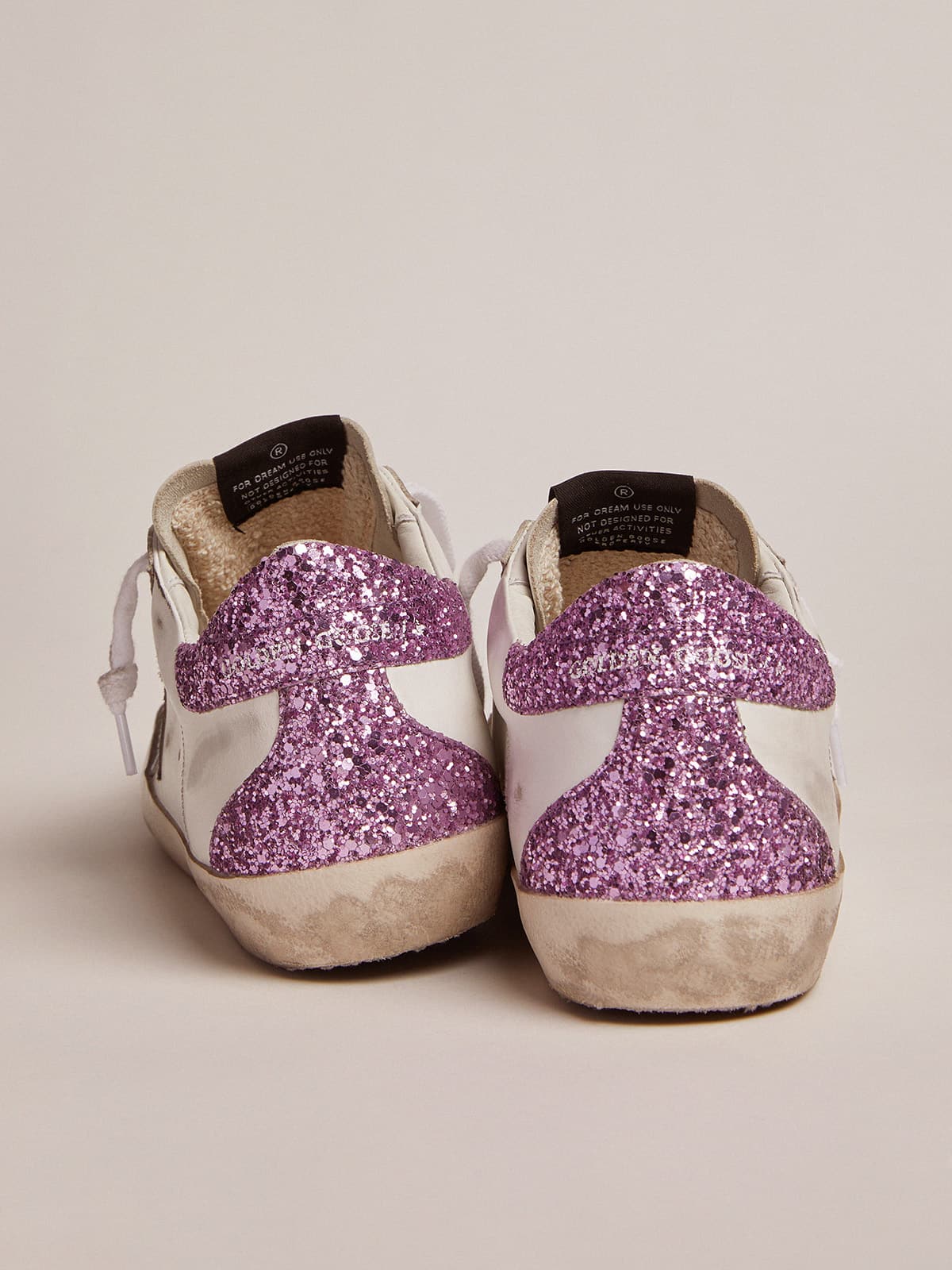 Women | Super-Star Sneakers with Lavender Glitter Heel Tab & Light Blue Star | White x Sky x Lavander - Image 5