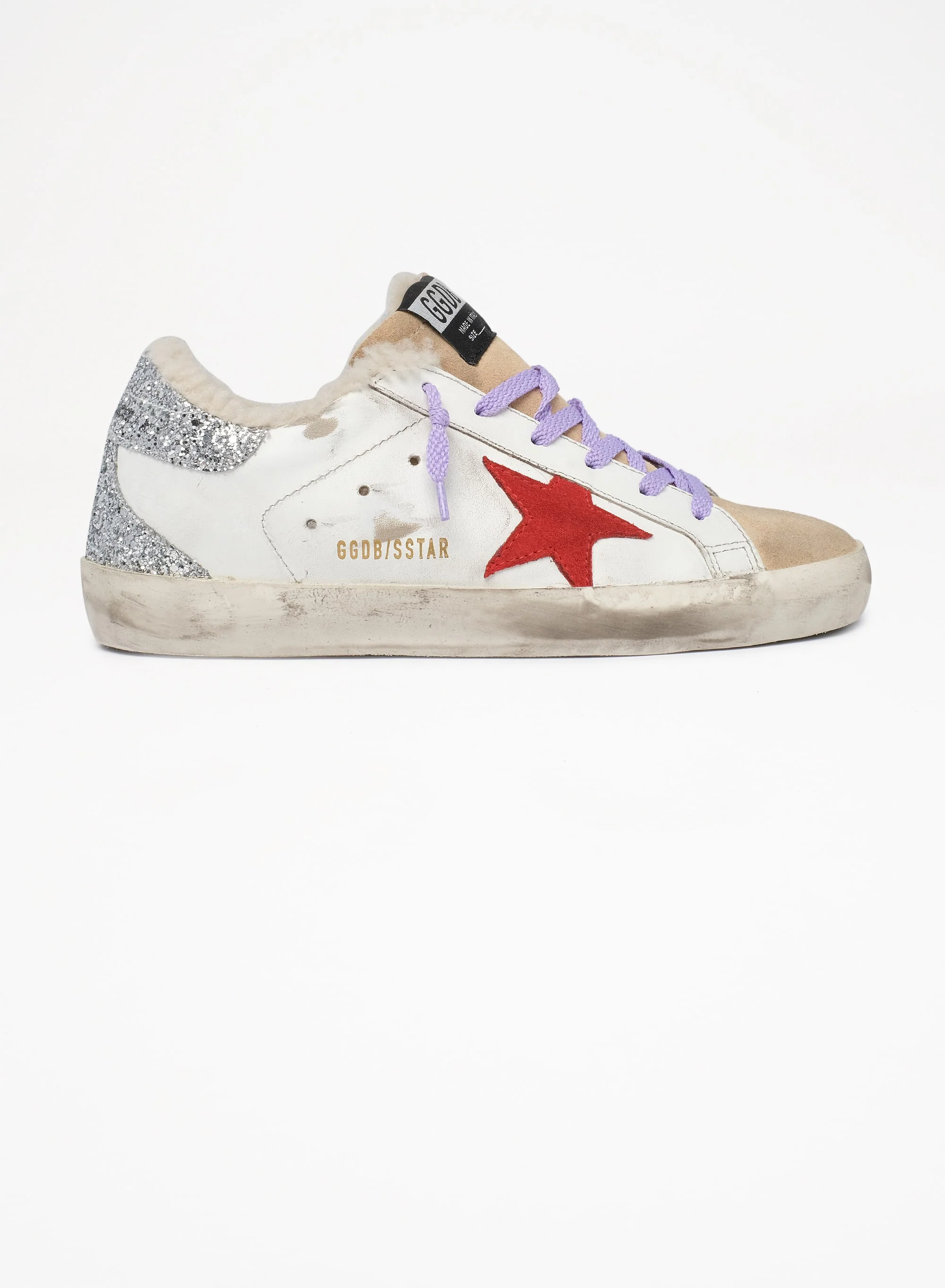 Women | Super-Star Sneakers with Shearling Lining & Red Suede Star | White x Red x Silver x Cappuccino - Image 5