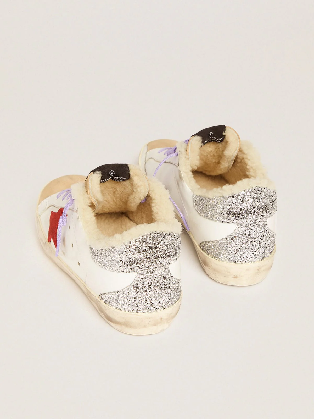 Women | Super-Star Sneakers with Shearling Lining & Red Suede Star | White x Red x Silver x Cappuccino - Image 7