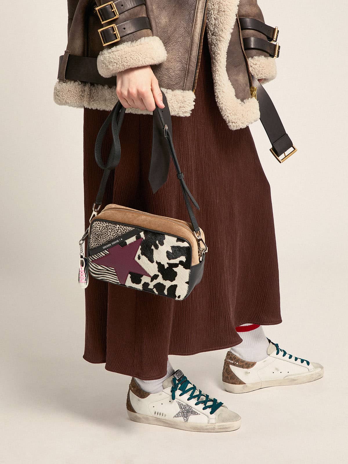 Women | Super-Star Sneakers with Silver Glitter Star & Leopard-Print Suede Heel Tab | White x Silver x Ice x Beige Brown Black - Image 7