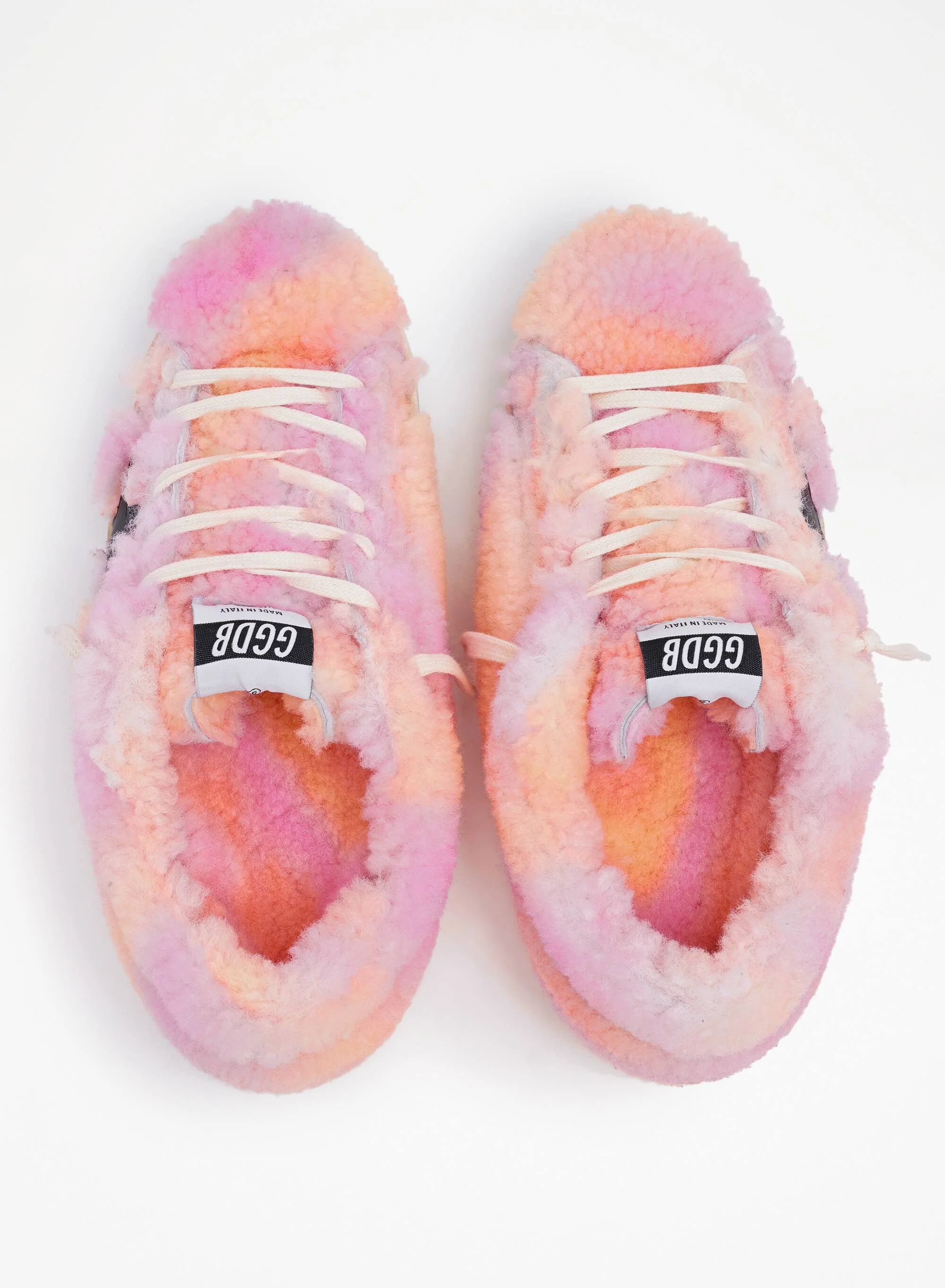 Women | Super-Star Sneakers with Upper & Lining Pink Tie-Dye Shearling | Orange Yellow Red x Black x Silver