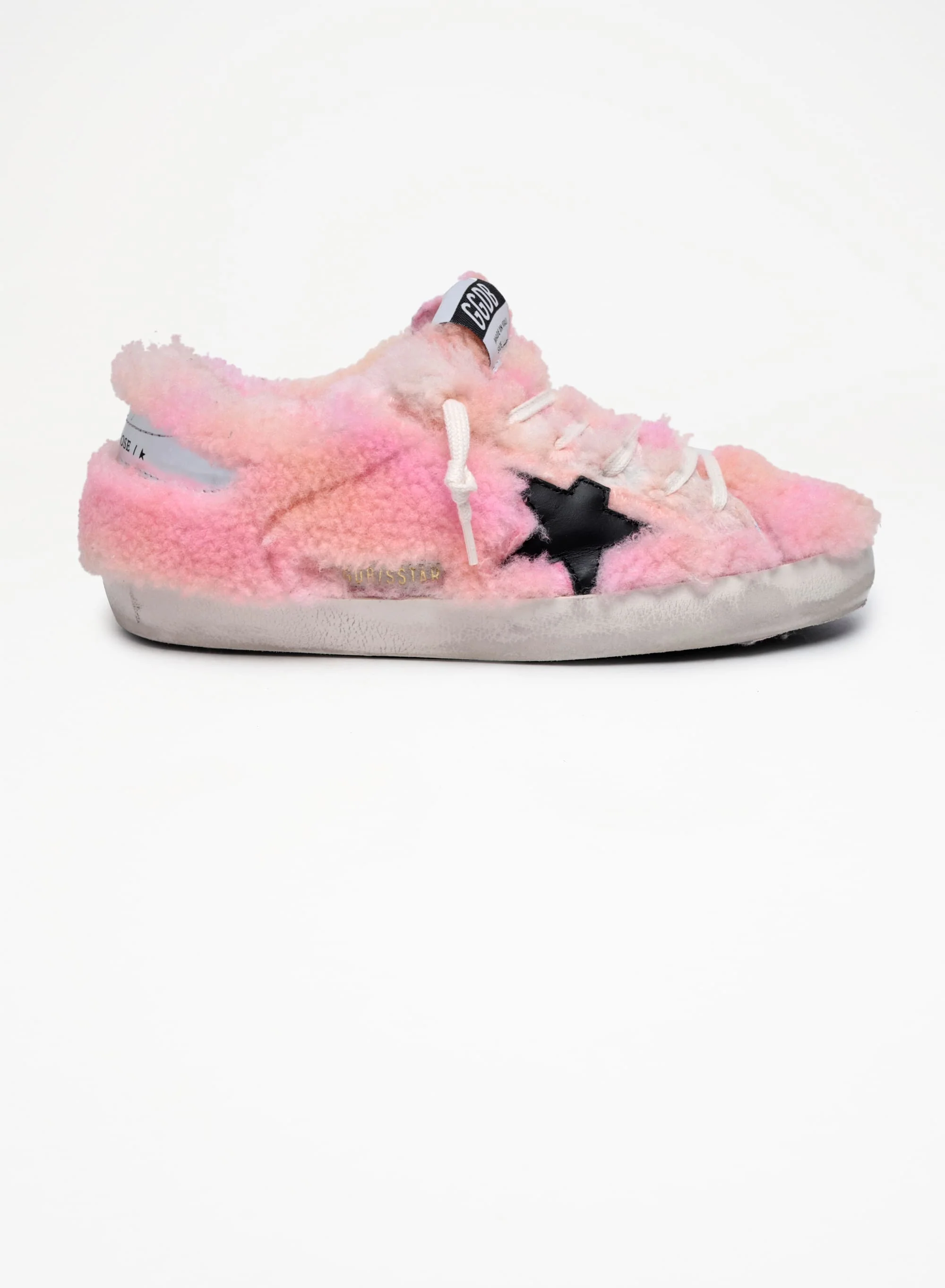 Women | Super-Star Sneakers with Upper & Lining Pink Tie-Dye Shearling | Orange Yellow Red x Black x Silver - Image 6