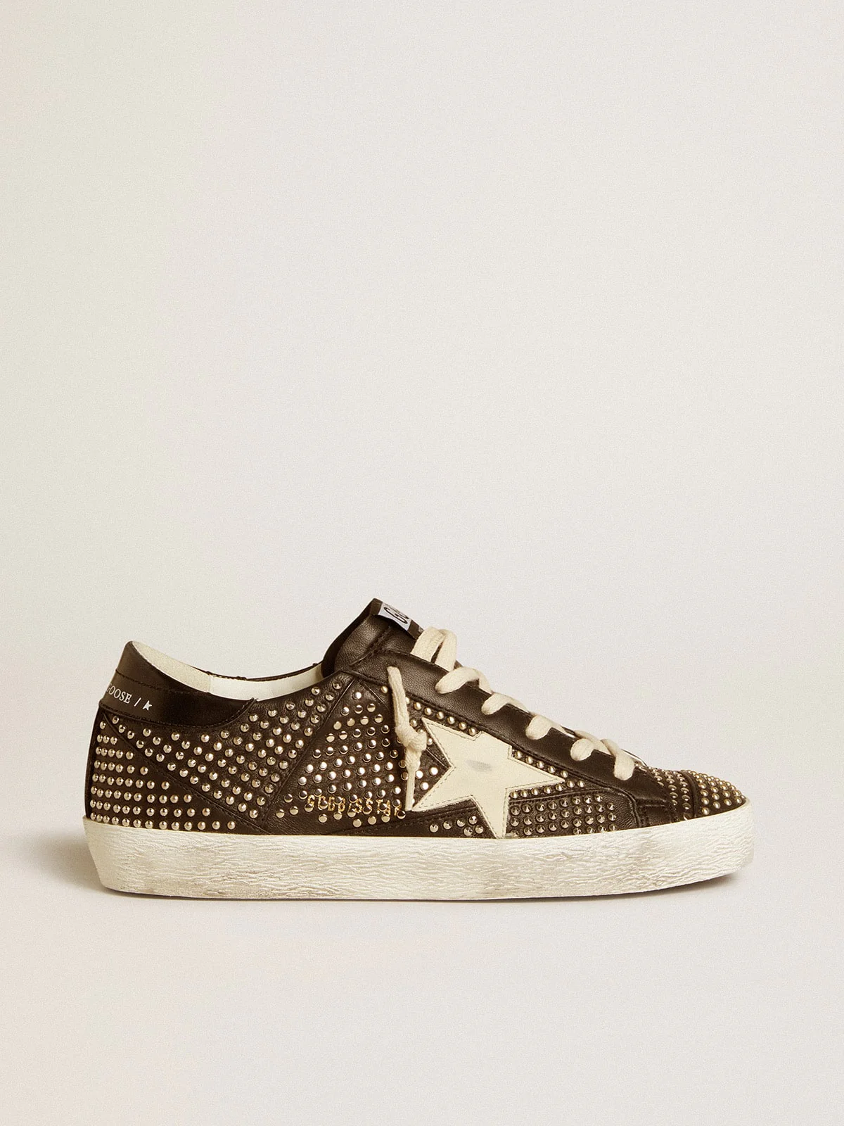 Women | Super-Star Studded Black Nappa with White Leather Star | Black x White - Image 3
