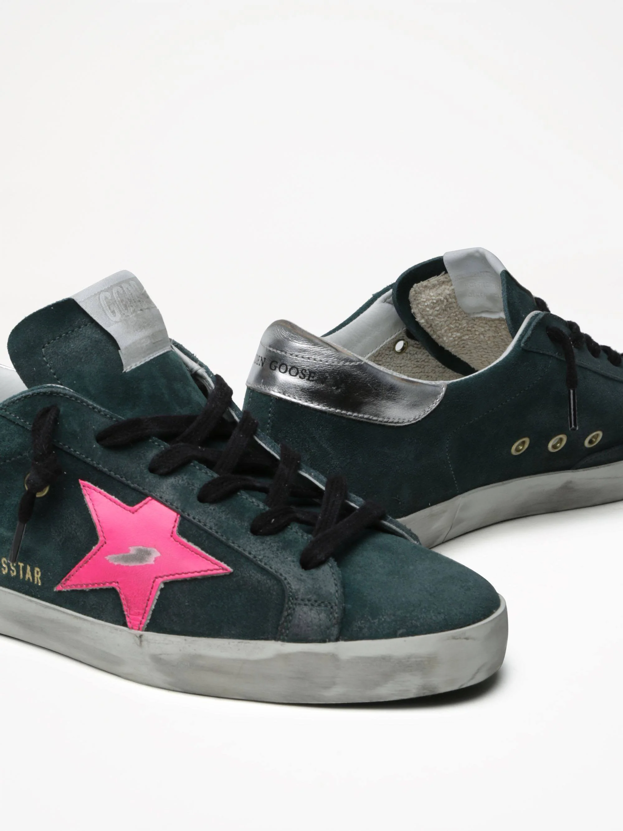 Women | Super-Star Suede Upper & Star Laminated Heel | Petrol x Fuchsia Fluo x Silver