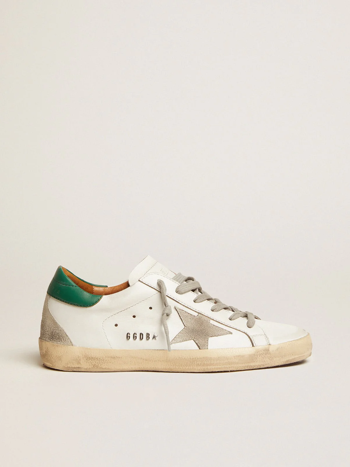 Women | Super-Star White Leather & Ice Suede with Green Heel Tab | White x Ice x Green - Image 3