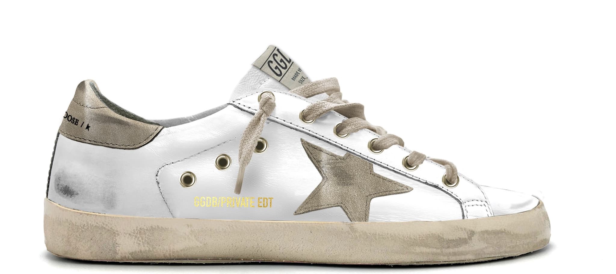 Women | Super-Star White Leather with Grey Star & Heel Tab | White x Grey - Image 2