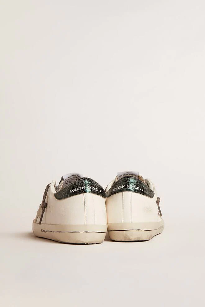 Women | Super-Star White Leather with Silver Glitter Tongue | Cream x Silver x Ice x Green - Image 4