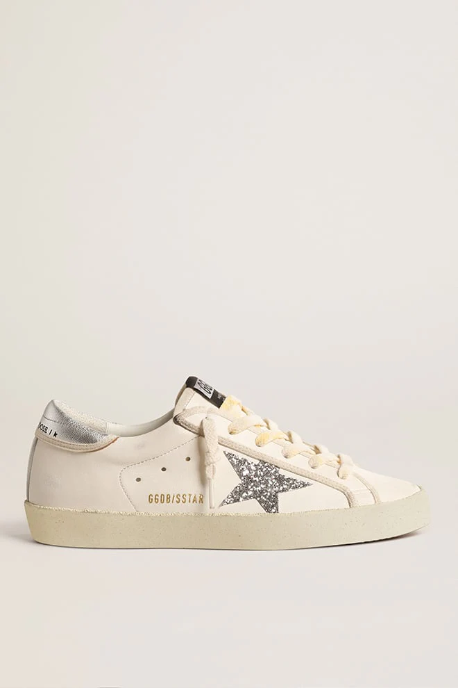 Women | Super Star White Nappa & Glitter Silver Star | White x Silver - Image 4