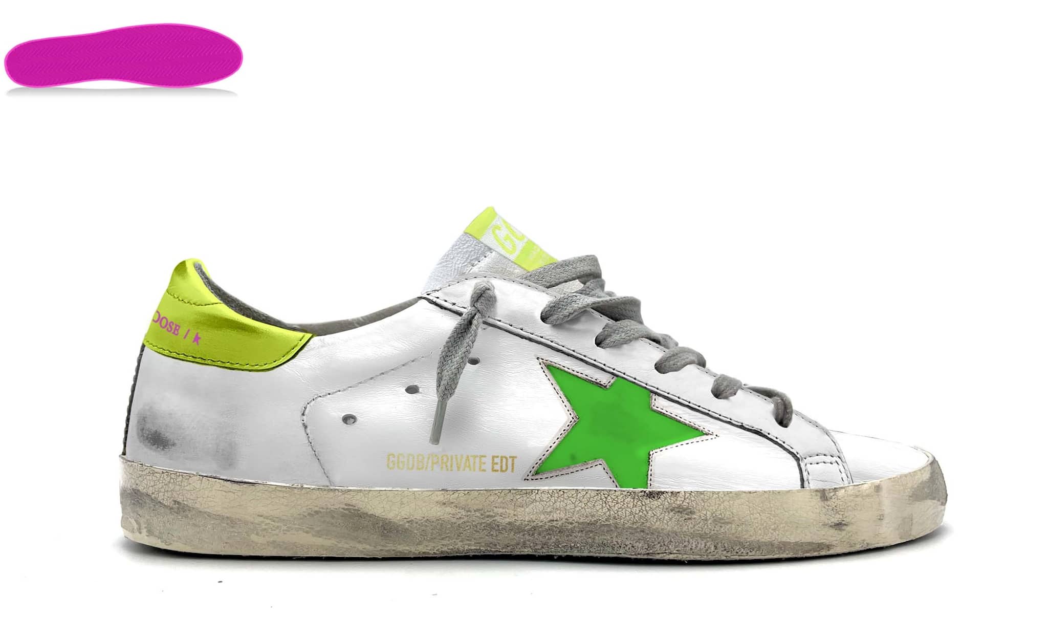 Women | Super-Star with Green Star & Yellow Heel Tab | White x Green Fluo x Yellow Fluo