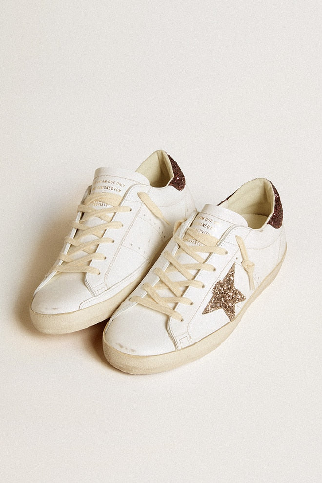 Women | Super-Star with Silver Glitter Star & Lilac Glitter Heel Tab | White x Cinder x Cabernet - Image 2