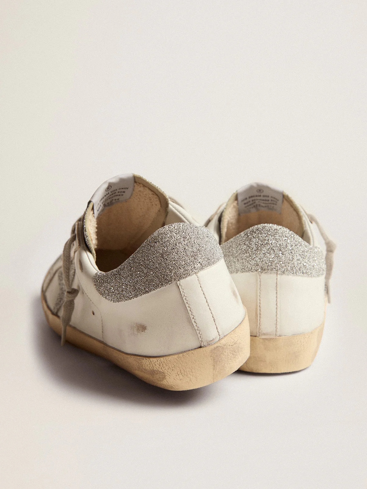 Women | Super-Star with White Leather Upper & Swarovski Crystal Inserts | White x Silver - Image 7