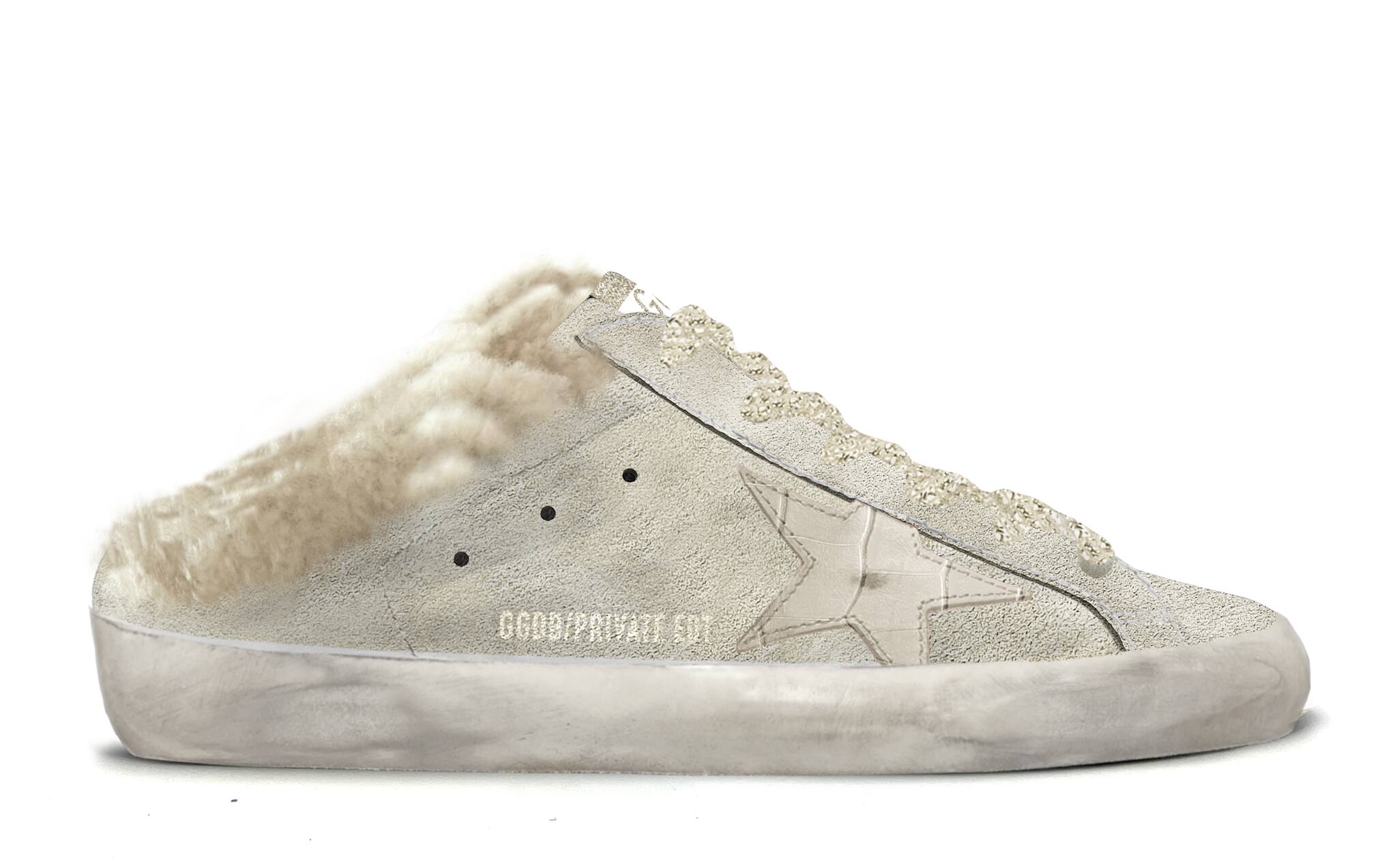 Women | Super-Star Wo Suede Sabot with Shearling & Marble Star | Marble x Cream