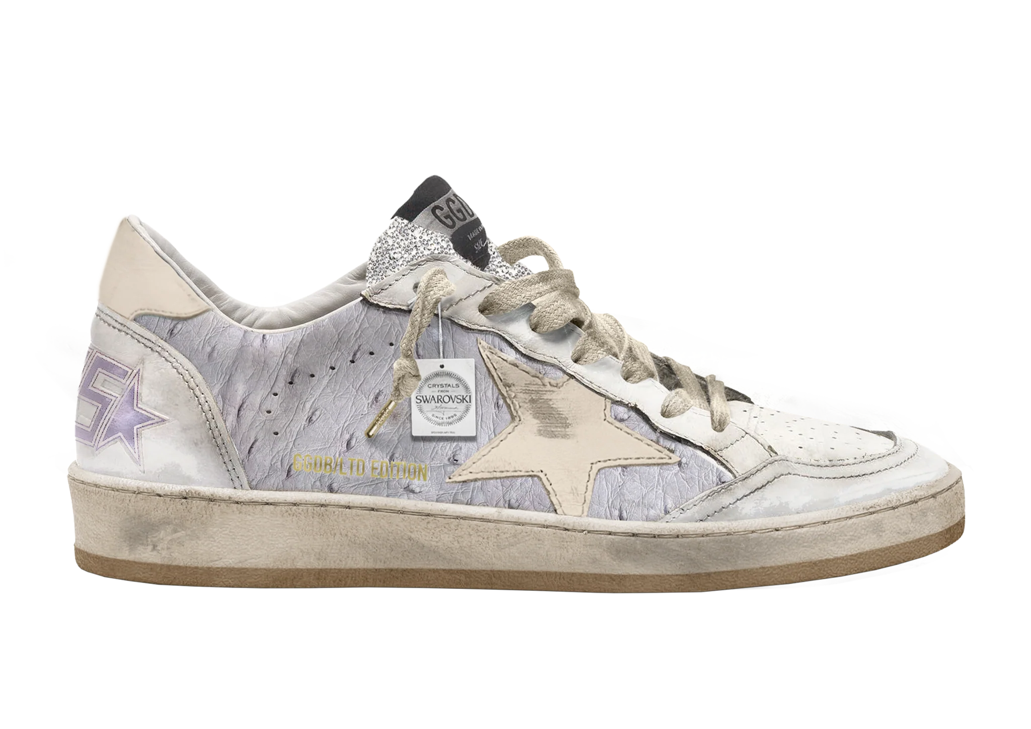 Women | Swarovski Ball Star Lilac Crocodile Leather with Star & Pink Heel Tab | Lilac x Cream x White x Crystal
