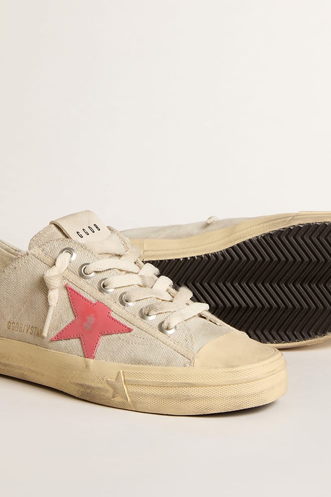 Women | V-Star Light Gray Canvas with A Red Leather Star | Light Grey x Mineral Red - Image 6