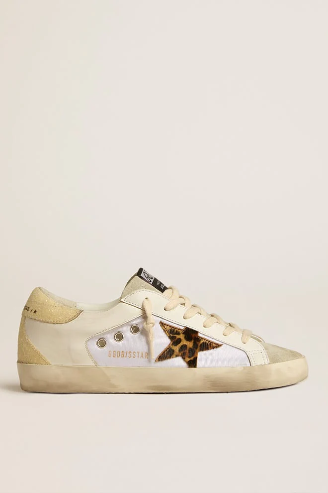 Women | White/Beige/Ivory Trainers with Animalier Star | White x Ice x Beige Brown Leo x Ivory