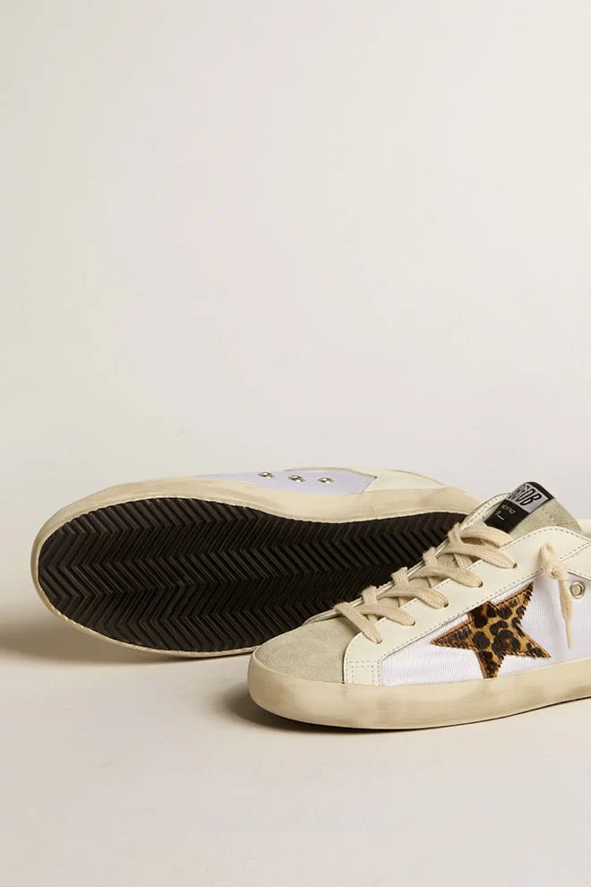 Women | White/Beige/Ivory Trainers with Animalier Star | White x Ice x Beige Brown Leo x Ivory - Image 2