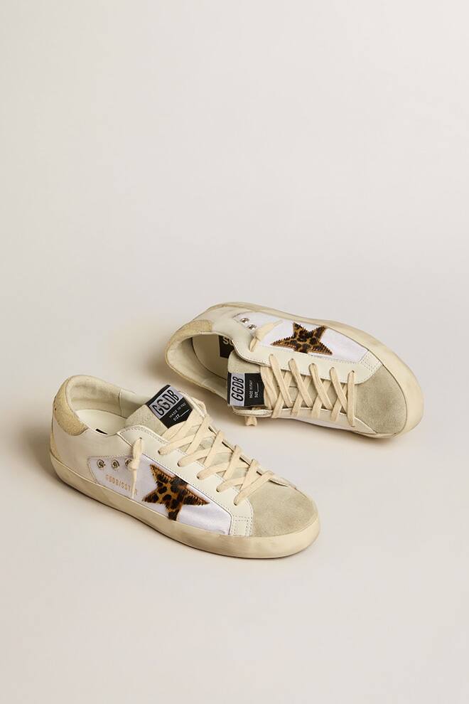 Women | White/Beige/Ivory Trainers with Animalier Star | White x Ice x Beige Brown Leo x Ivory - Image 3