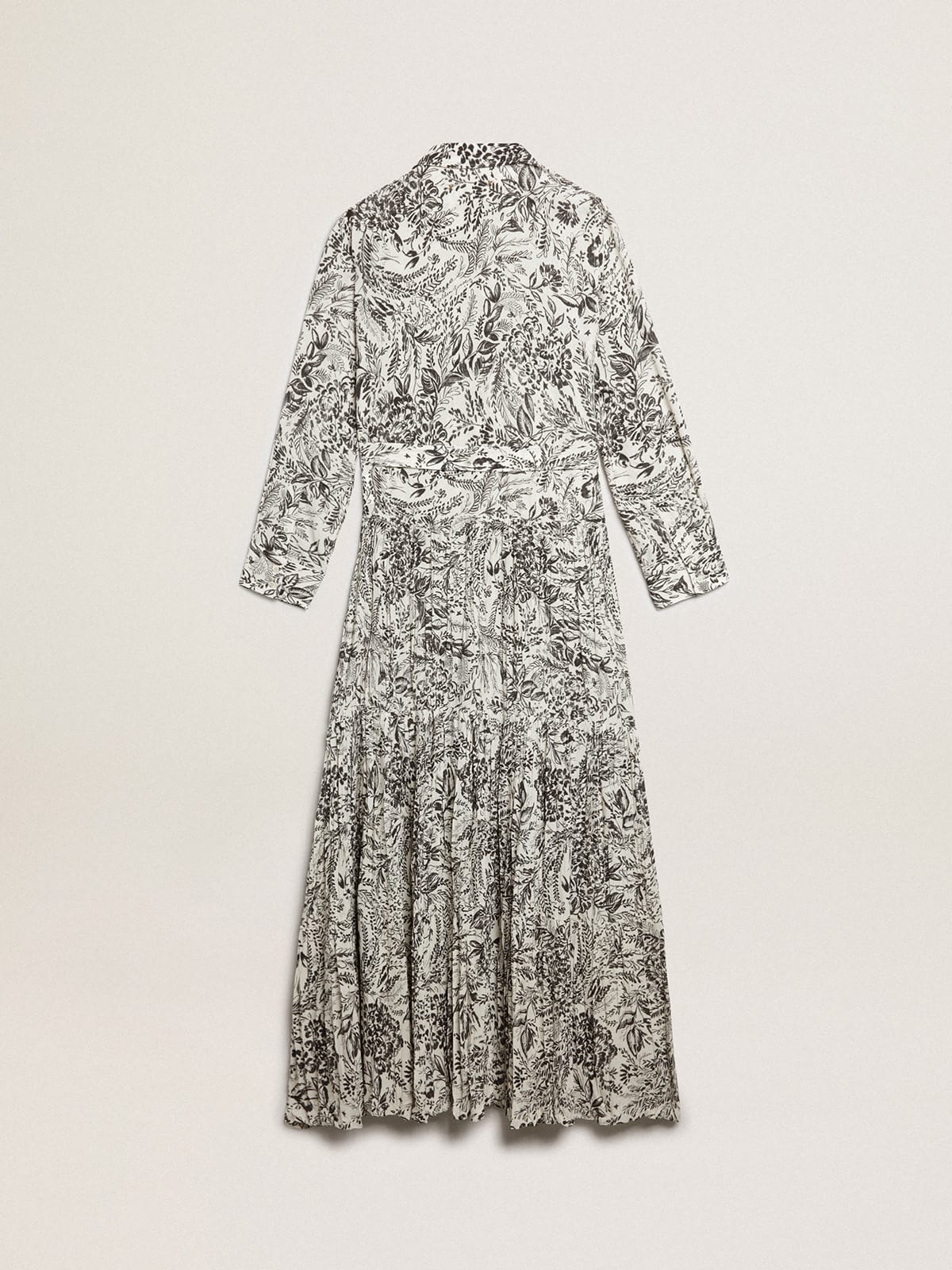 Women | White Dress with Black Toile De Jouy Print | Bone White x Black - Image 2