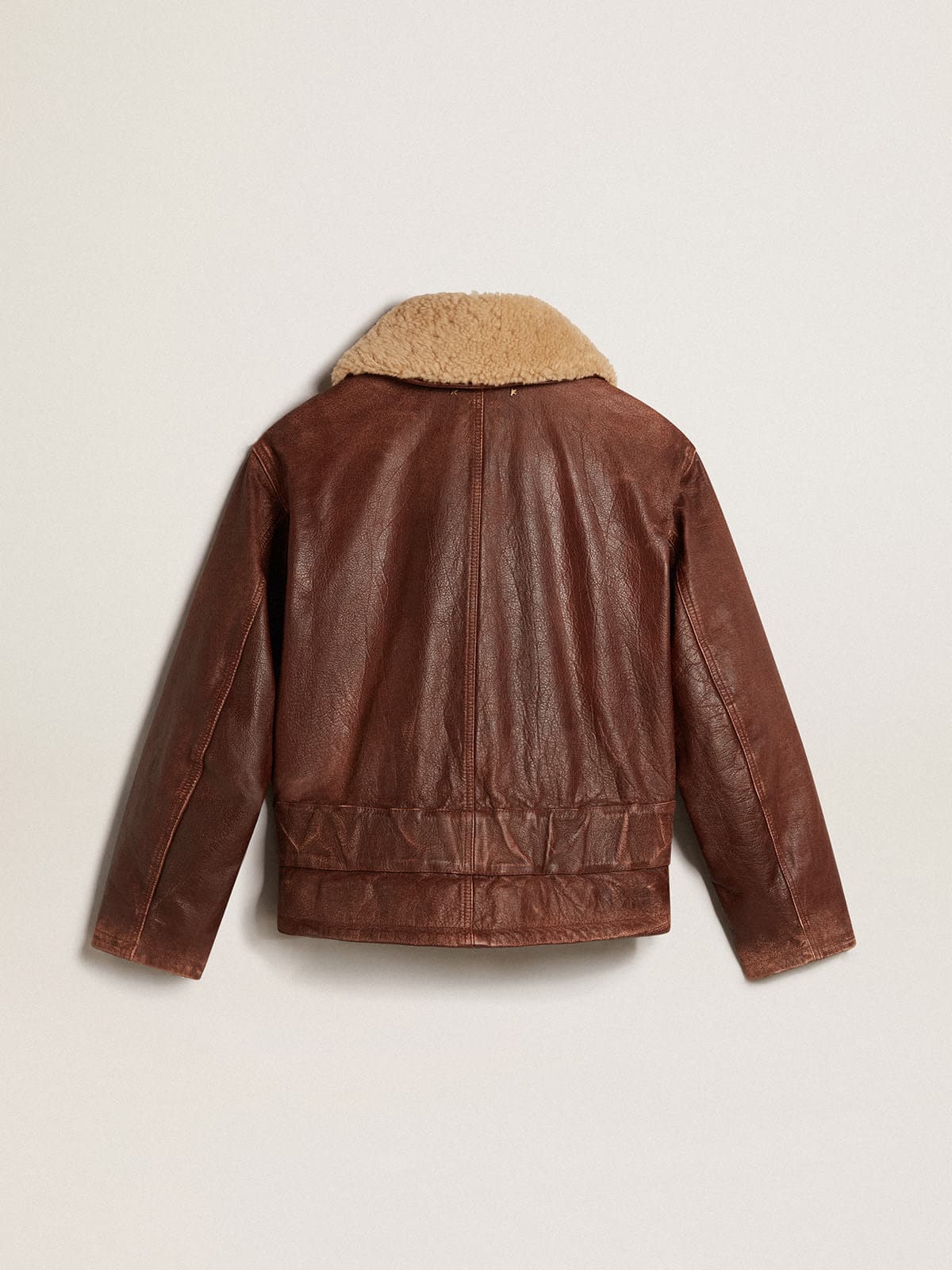 Women | Wood-Colored Jacket with Detachable Shearling Collar | Sassafras - Image 5