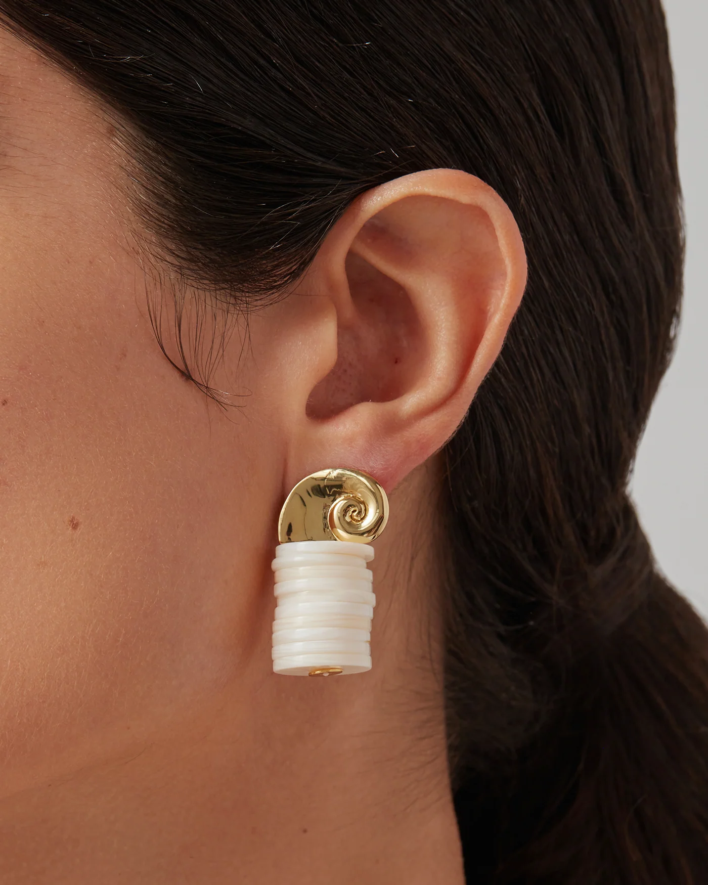 Odette Earrings | 14K Gold Dipped Brass | Shell Discs - Image 4