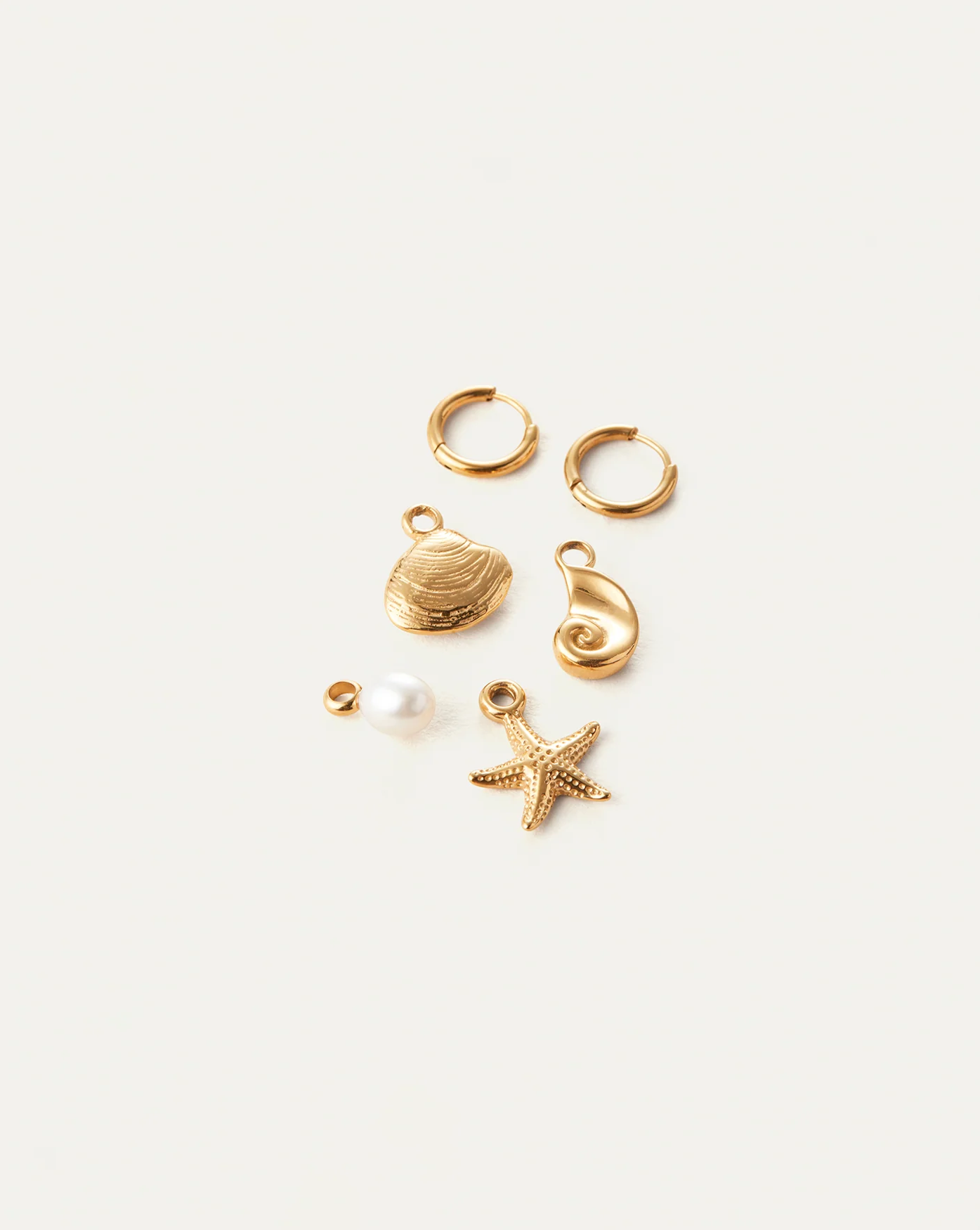 Summer Huggie Set | 14K Gold-Plated Steel | Freshwater Pearl - Image 3