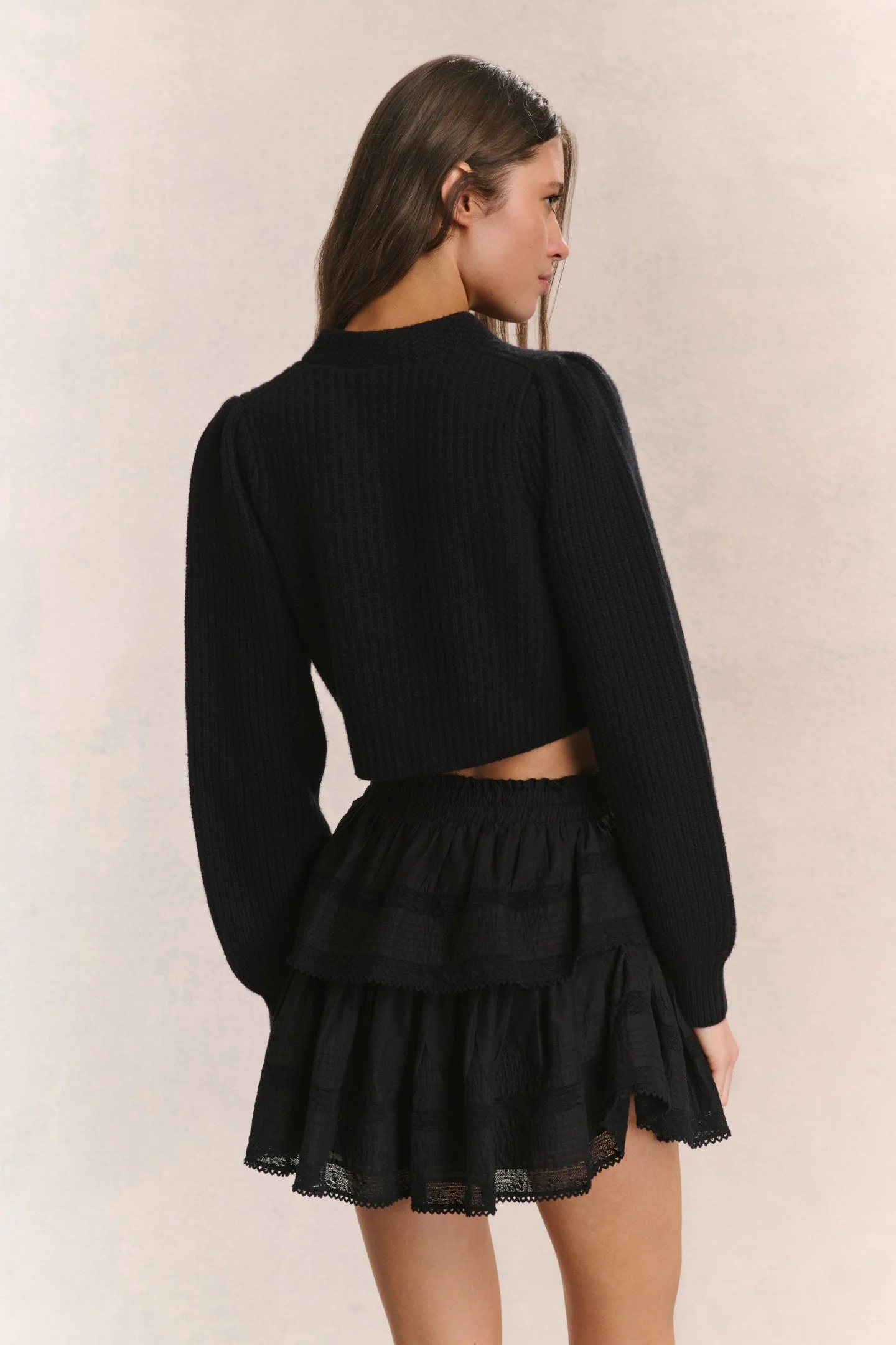 Avignon V-Neck Crop Cardigan | Black - Image 5