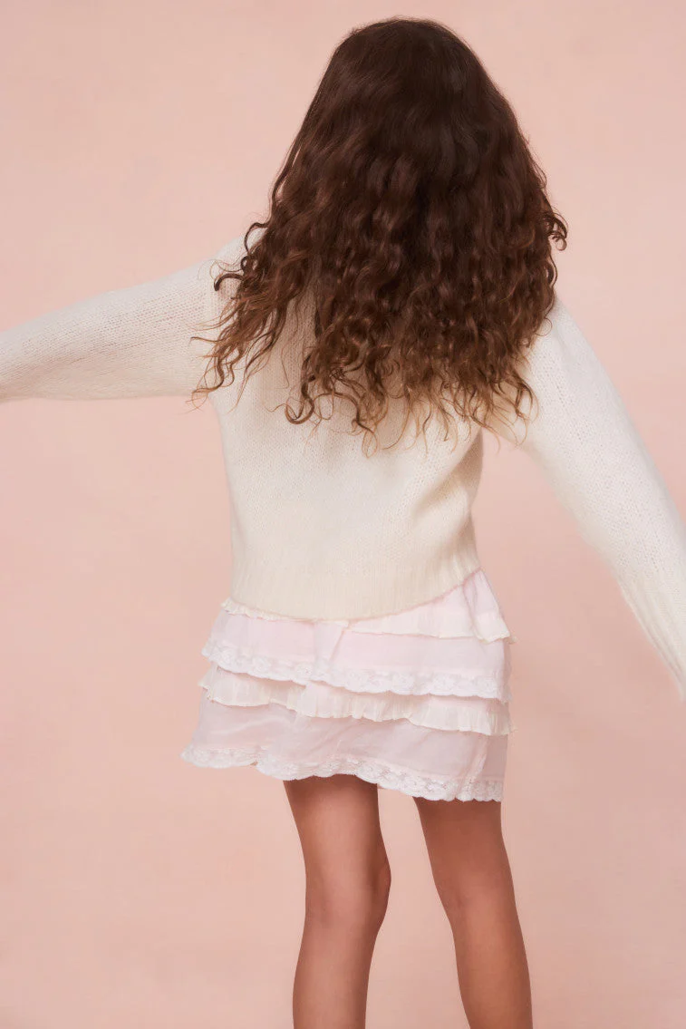 Girls Amya Wool Bow Pullover | Snowflake Kiss - Image 4