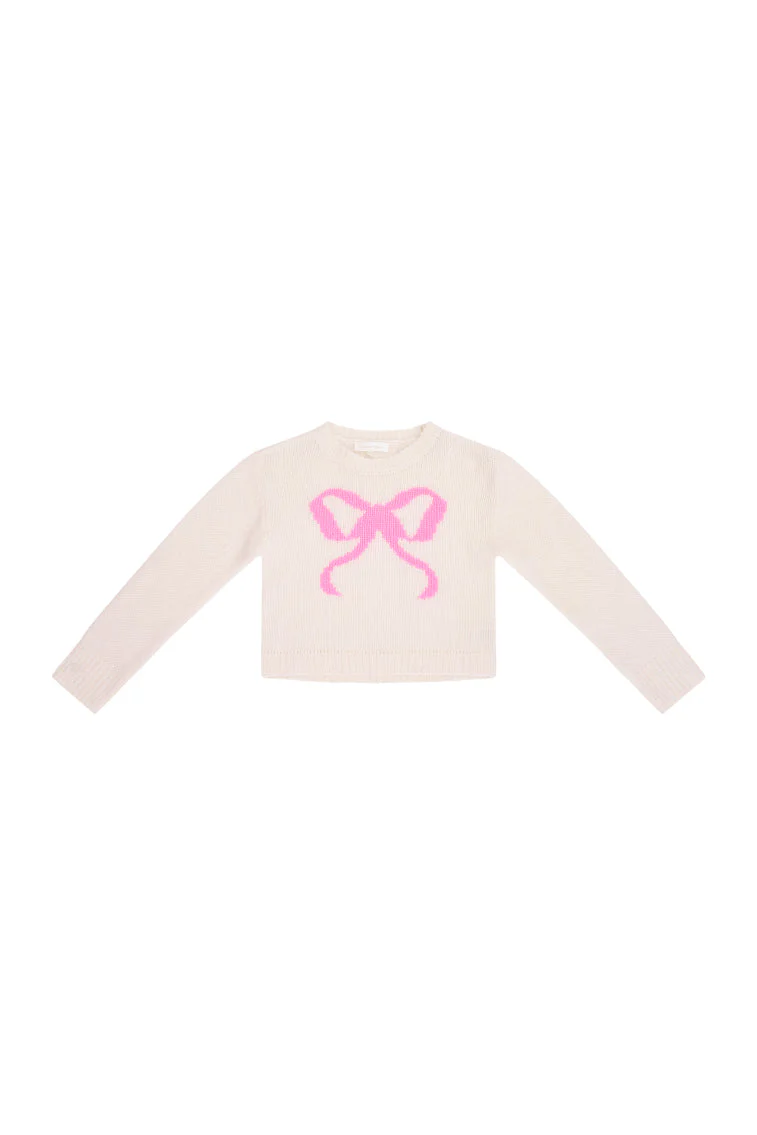 Girls Amya Wool Bow Pullover | Snowflake Kiss - Image 5