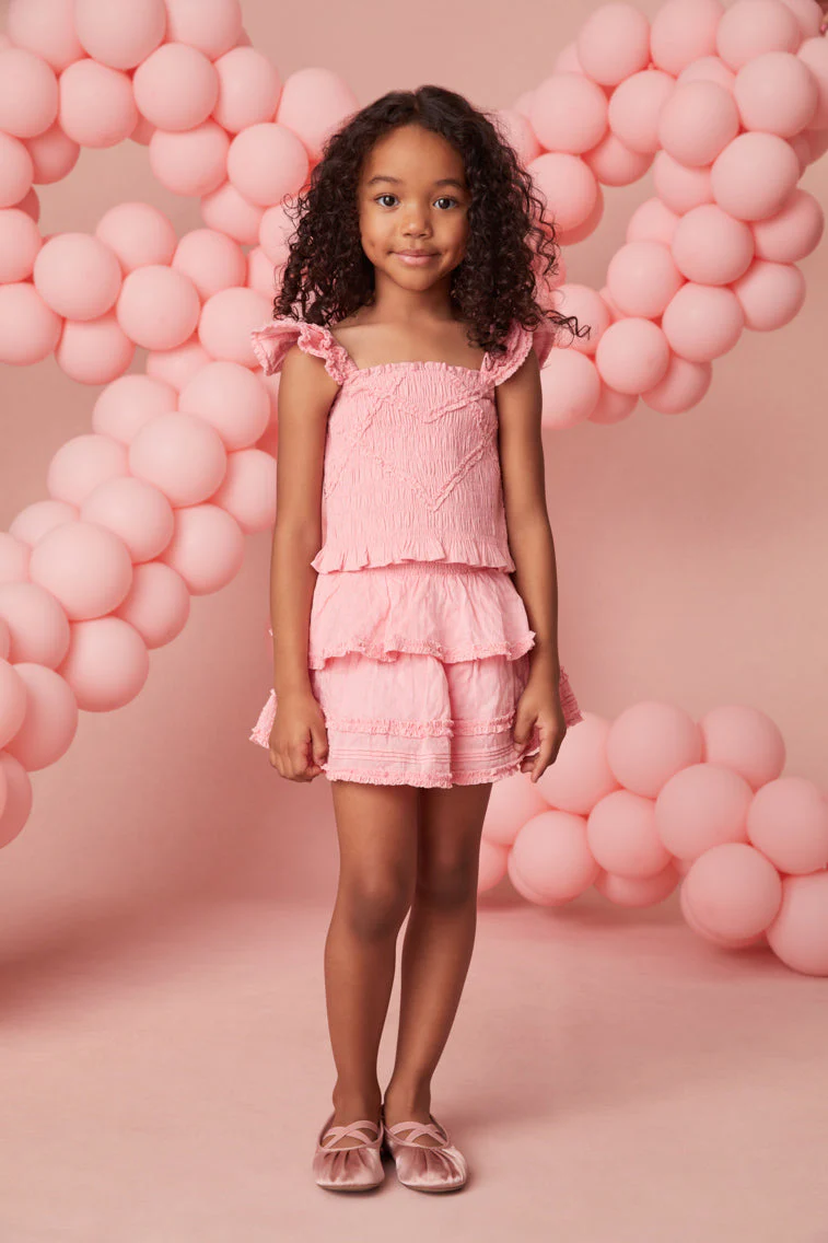 Girls Caspia Cotton Ruffle Top | Bubblegum - Image 2