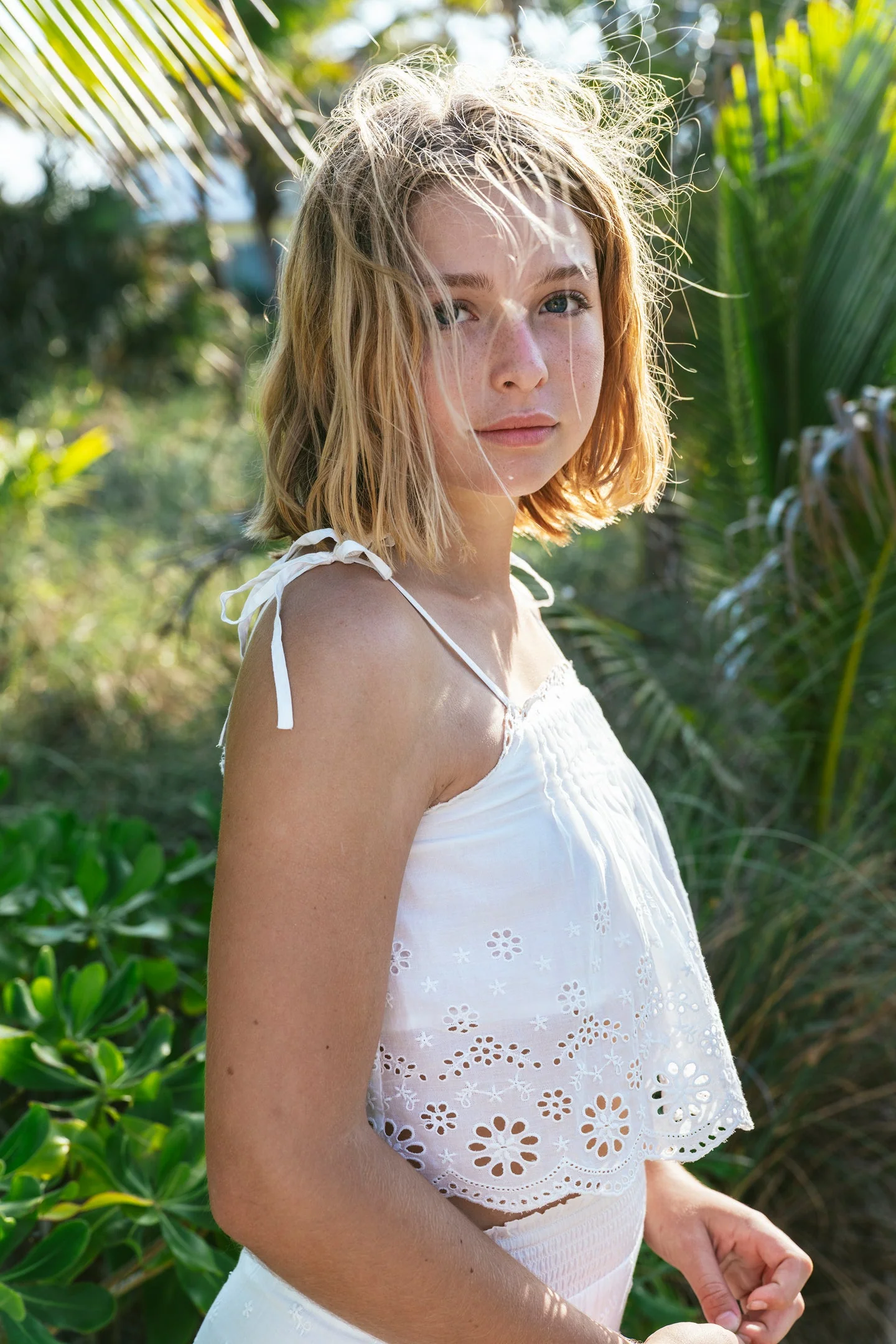 Girls Galine Eyelet Lace Top | Optic White - Image 4